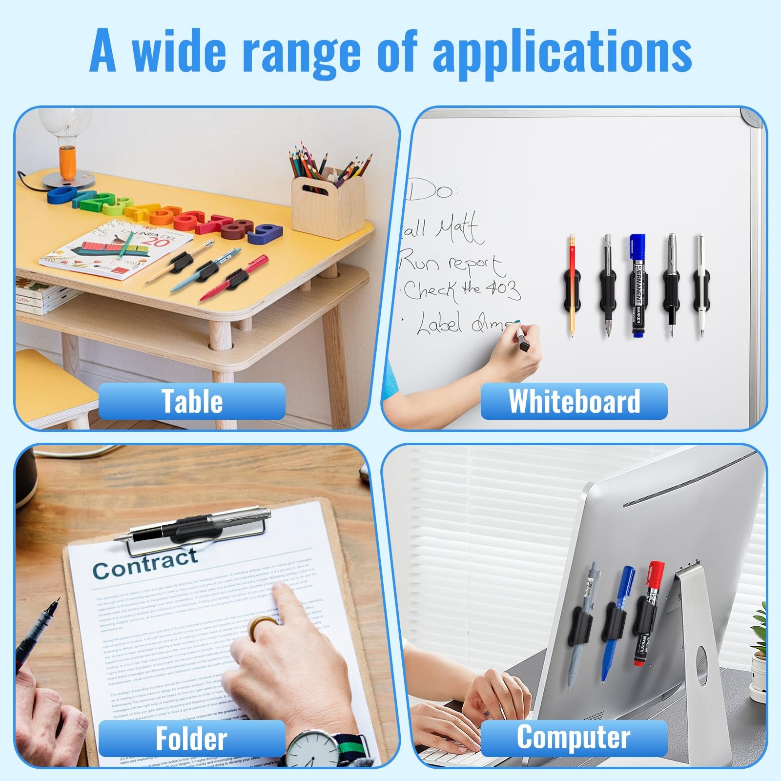 Adhesive Pencil Holders for Desk, 40 PCS Silicone Pencil Holder for Desk,Mark…