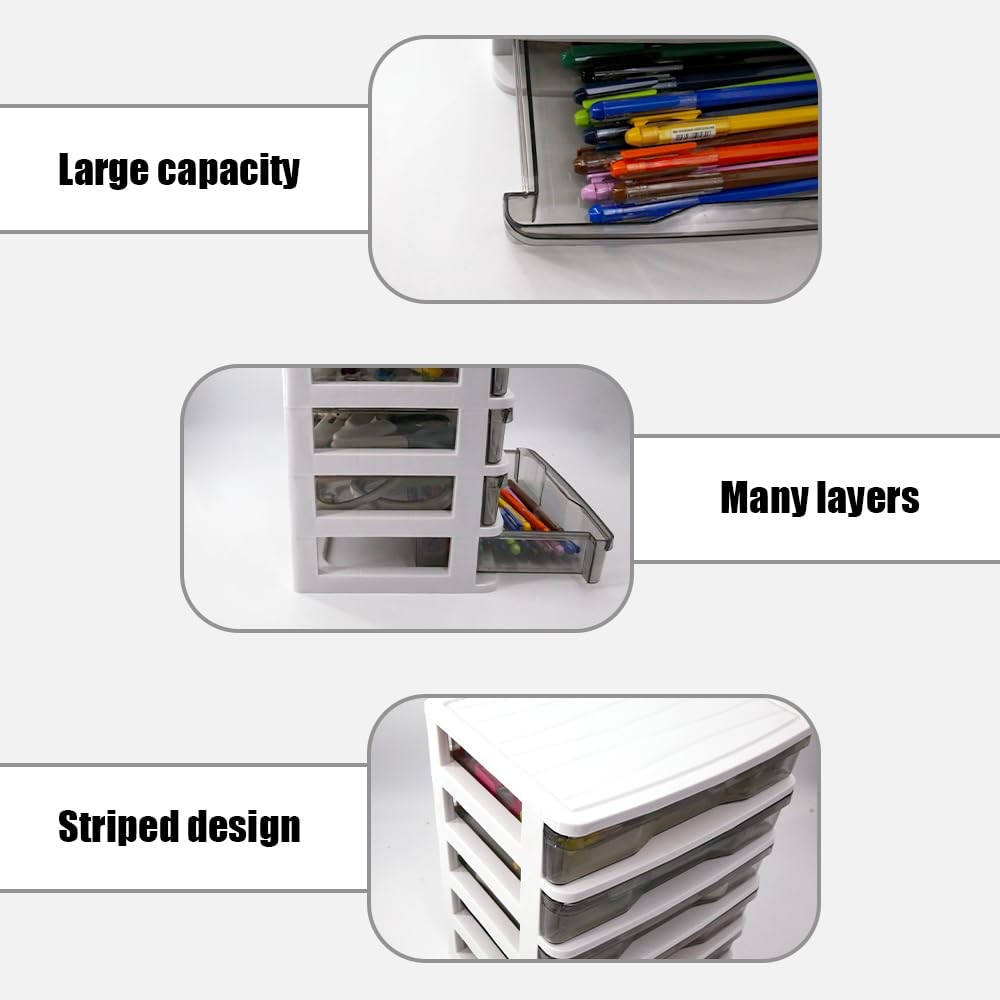 5-Layer Drawer Desktop Storage Bin Unit – Small Plastic Organizer with Clear …