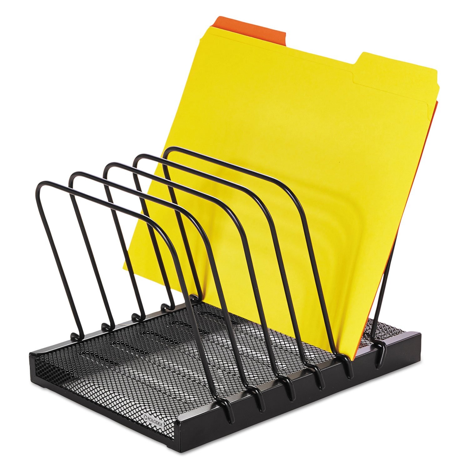 Rolodex 1742323 Mesh Flip File Folder Sorter Five Sections Black 10 1/4