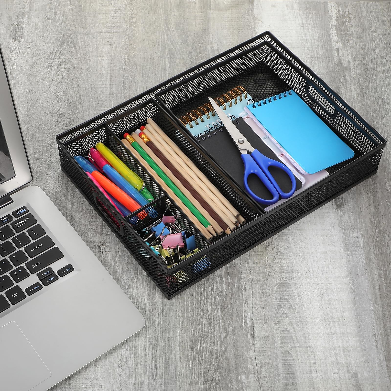 AojSup 3 Pcs Office Drawer Organizer 3 Pack, Supplies Desk, Black