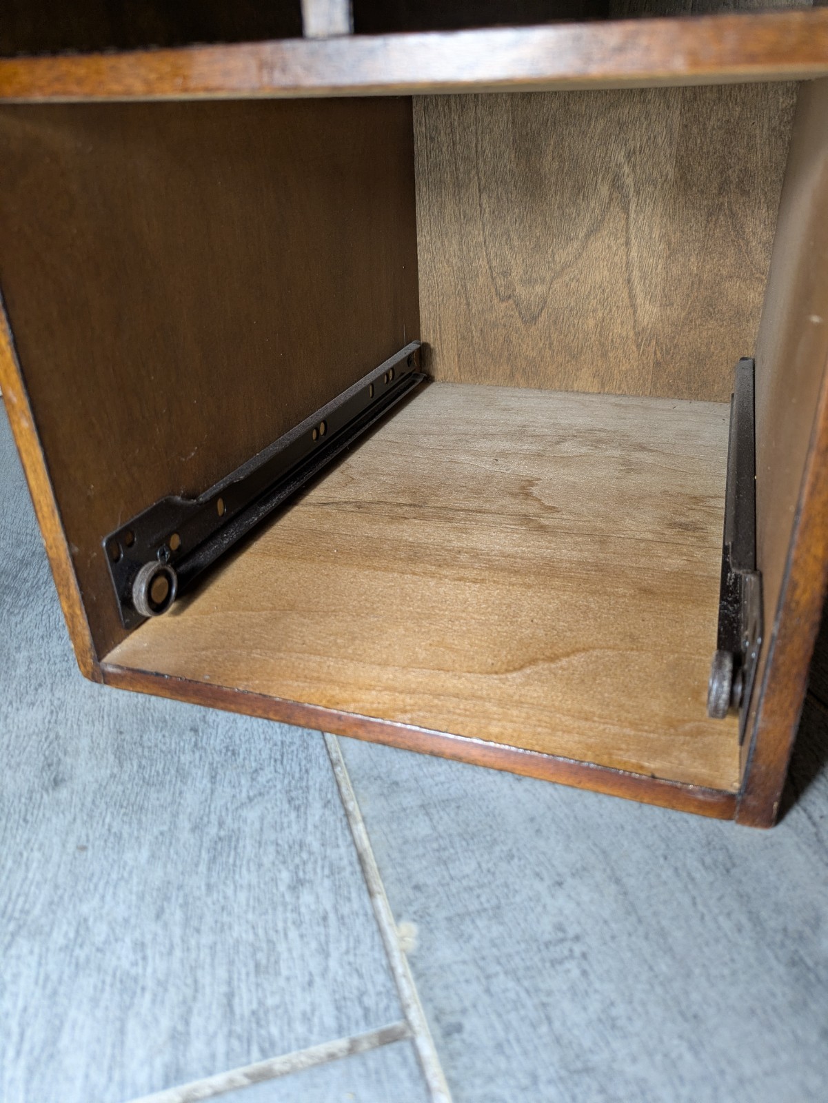 Vintage Wood Desktop Library Organizer Index Card Letter File Box Cabinet Drawer