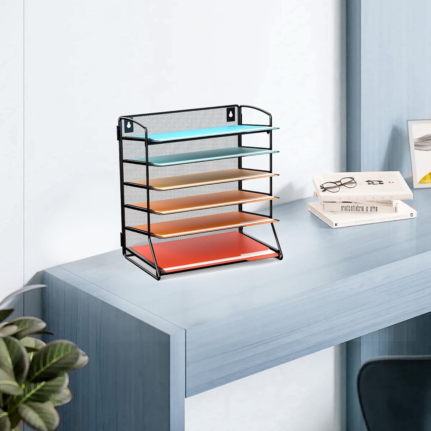 6 Tier Paper Letter Tray Organizer Mesh Desktop File Organizer, Paper Sorter Let