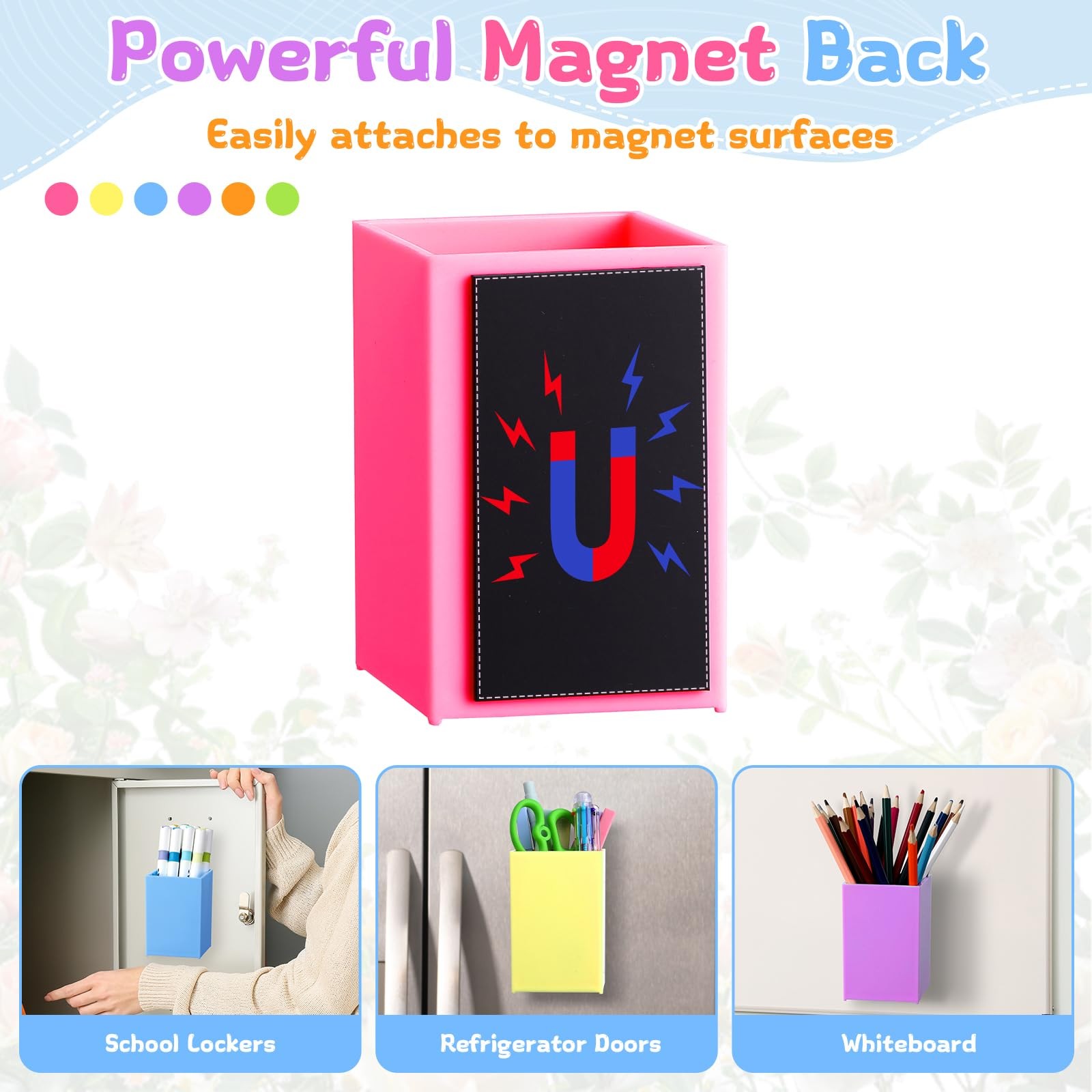 6 Pcs Classroom Magnetic Storage Boxes Containers Colorful