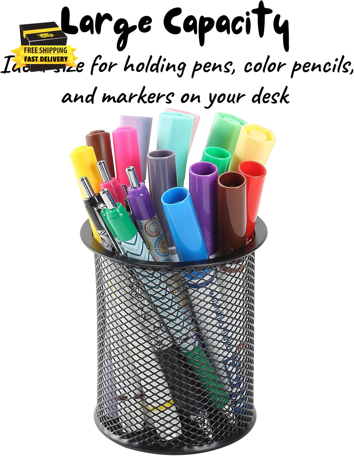 – Mesh Pen Holder, 3Pcs, Pen Holder, Pencil Cup Holder | Black Pen Holder, Pen C
