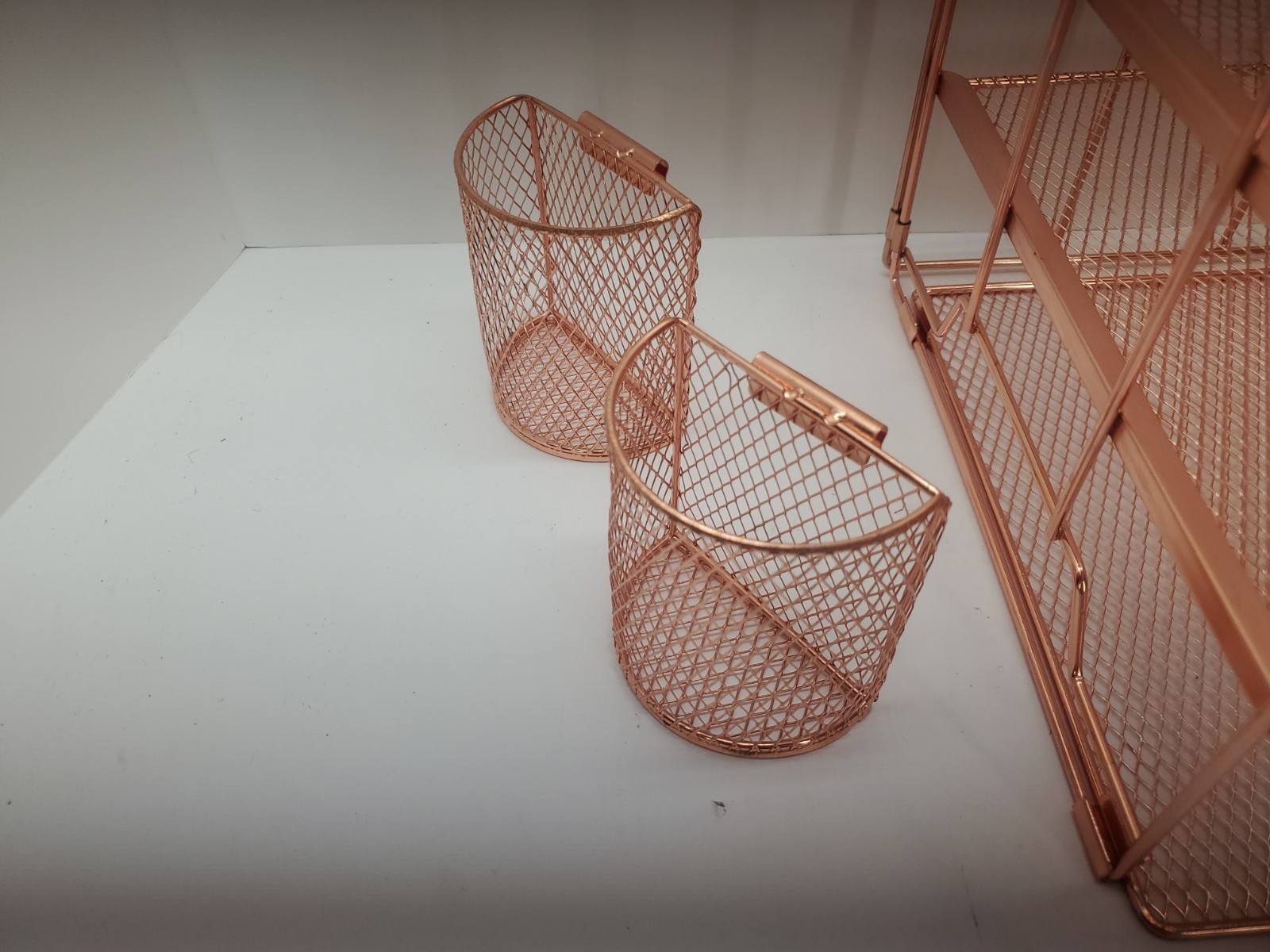 Desk Organizer with File Holder 4 Tier Trays Drawer Pen Holders Rose Gold