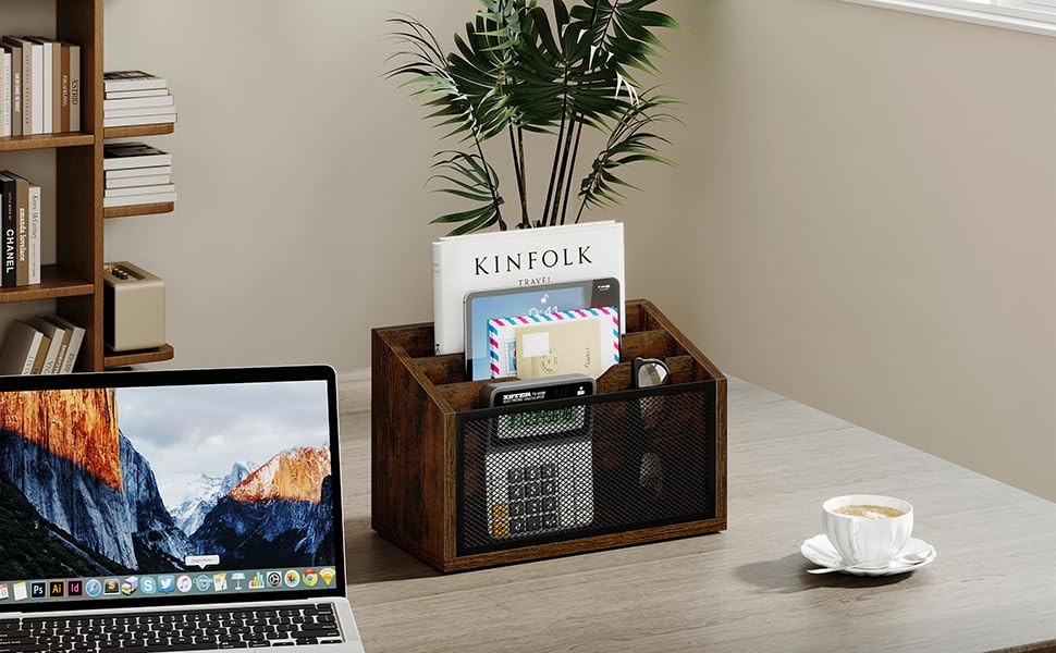 Organizer Sorter Wall Mounted with 3 Slots Organizer Countertop Desk Holder f…