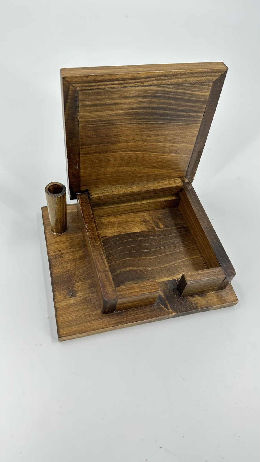 Wooden Sticky Note Pen Holder Top Desk Organizer