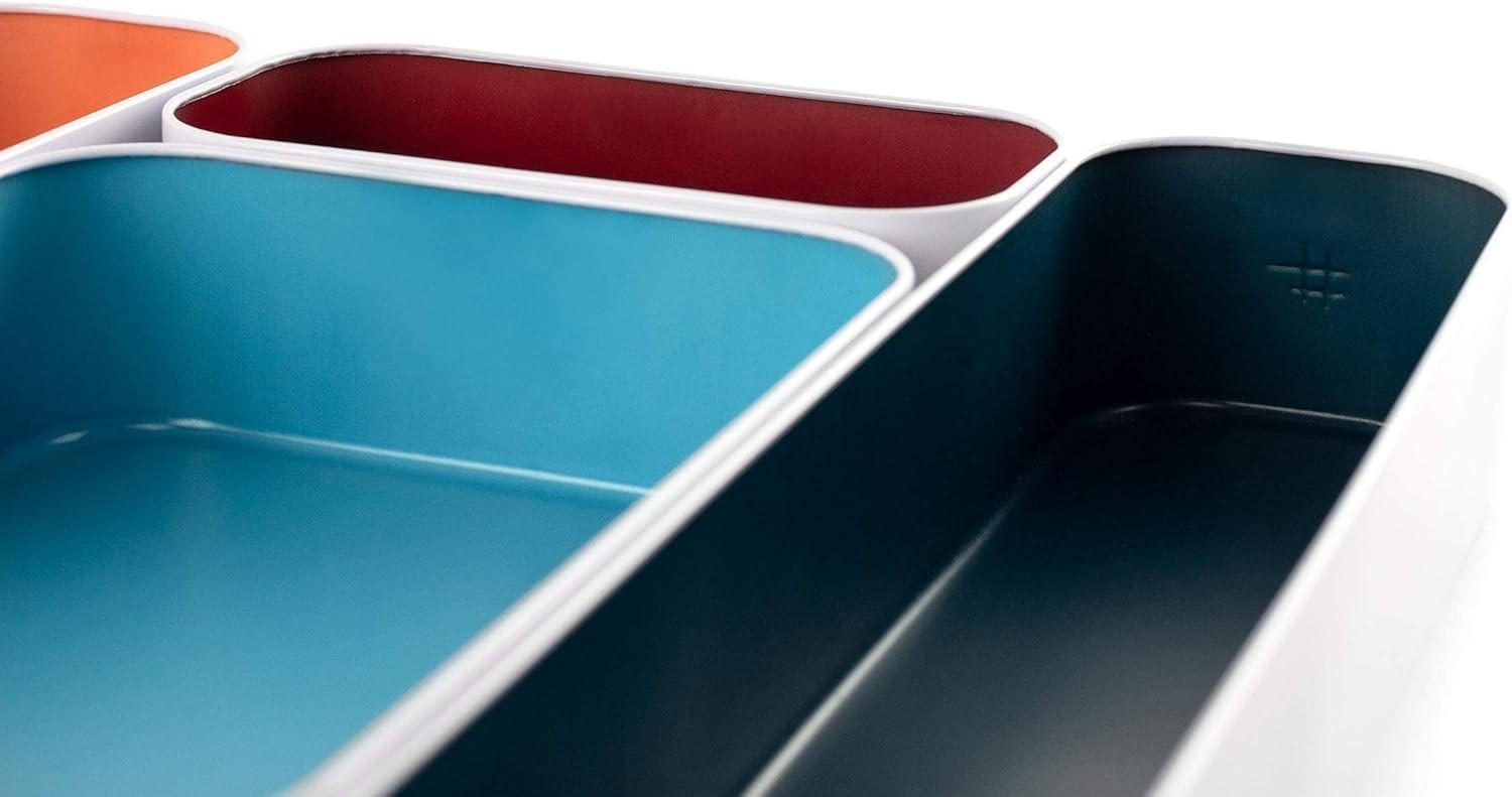 5 Piece Metal Organizer Tray Set for Storing Makeup, Stationery, Utensils, an…