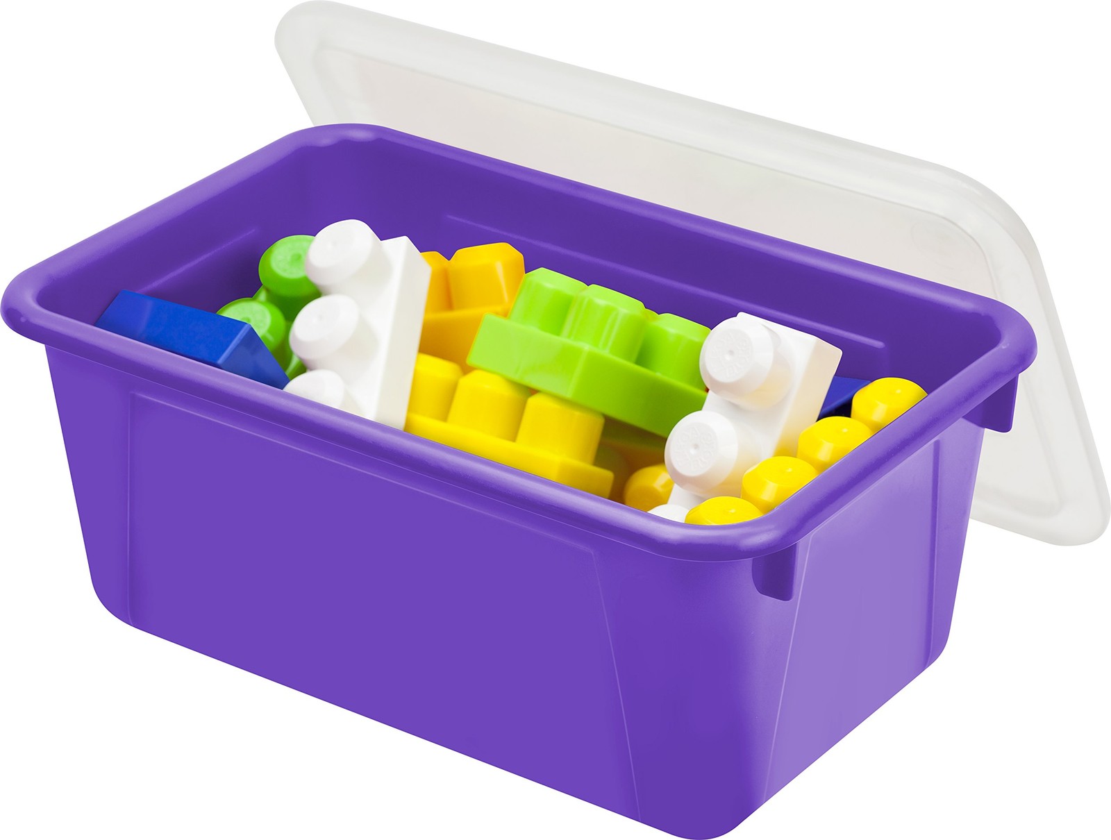 Storex Small Cubby Bins – Plastic 12.2 x 7.8 x 5.1 Inches, 5-Pack, Purple