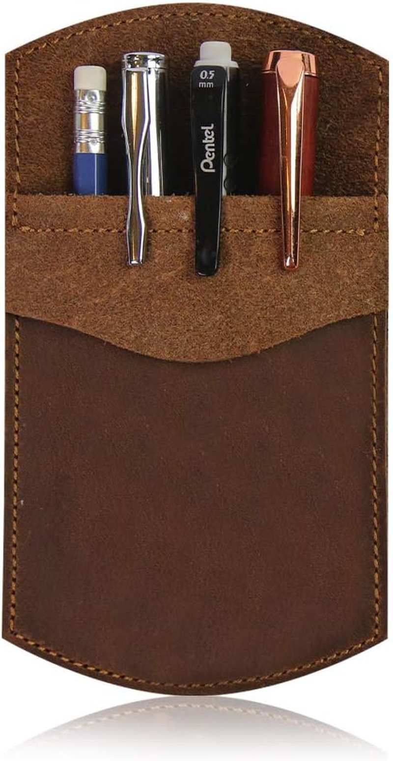 Genuine Leather Pocket Protector – Handmade Leather Pen and Pencil Pocket