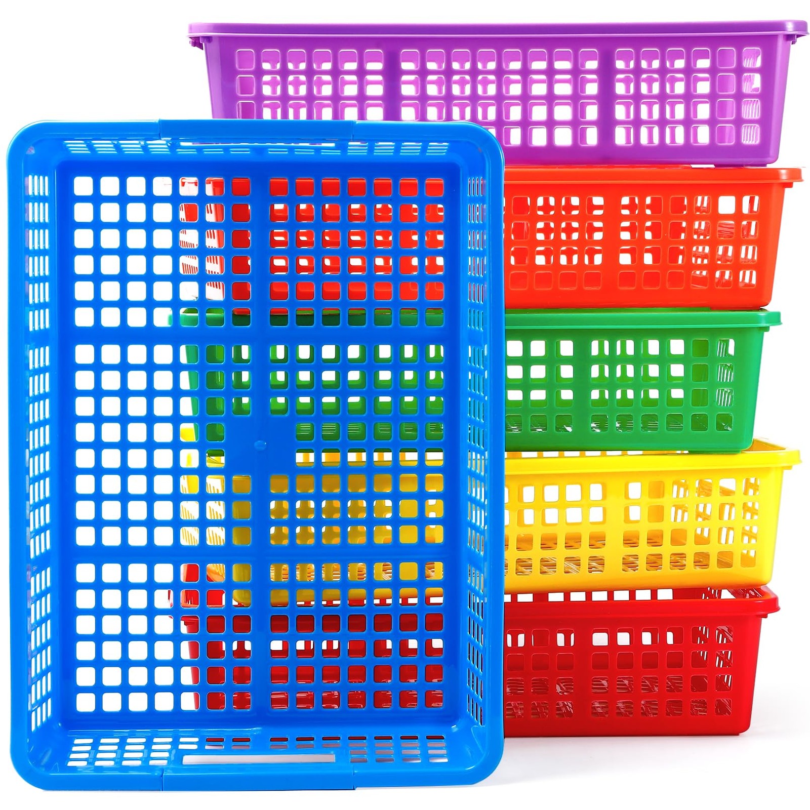 Colorful Plastic Classroom Turn In Paper Tray Storage Basket 13.58×9.9×3.14