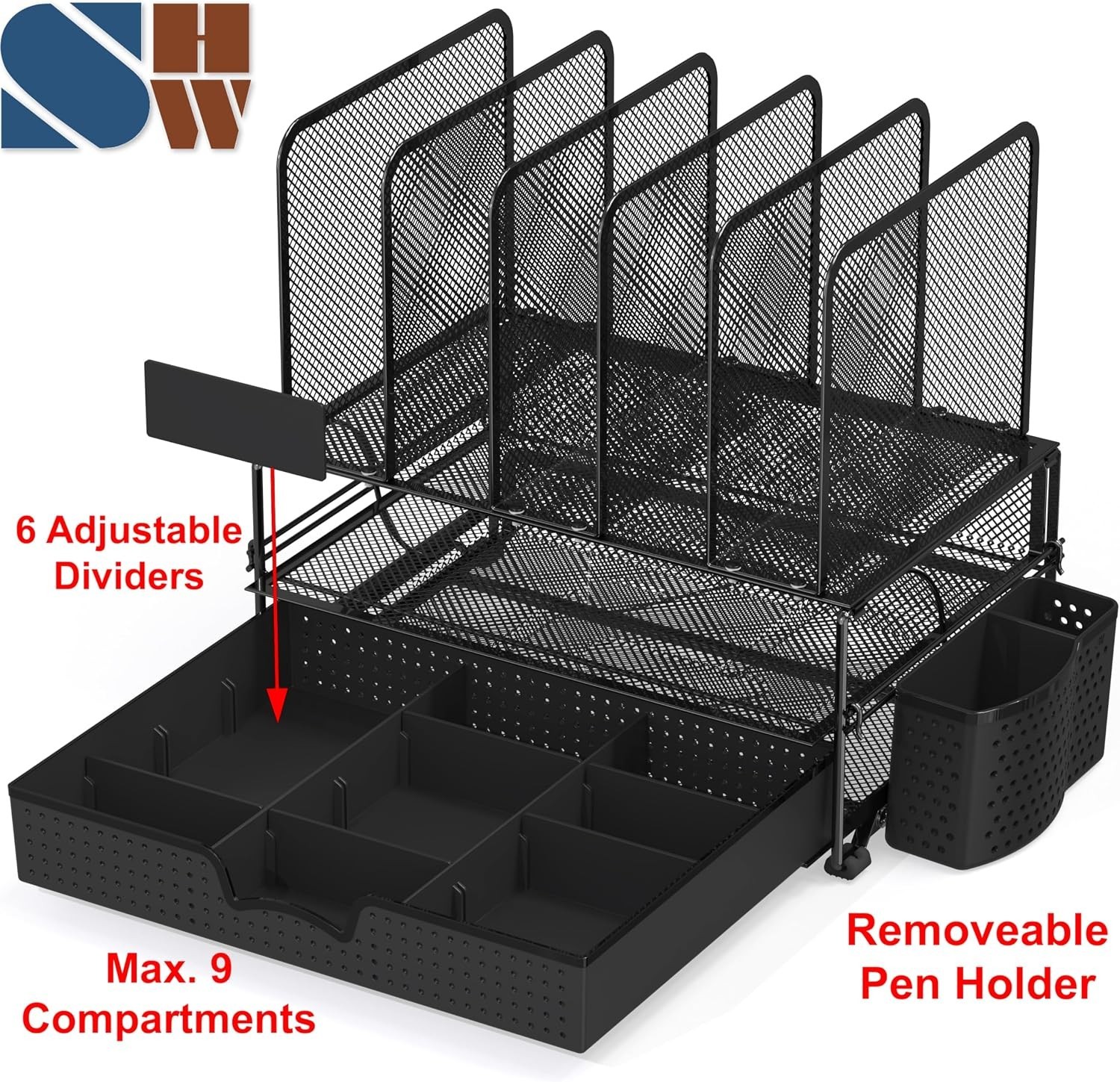 Modern Black Desk Organizer with Detachable Pen Bucket – Effortless Storage