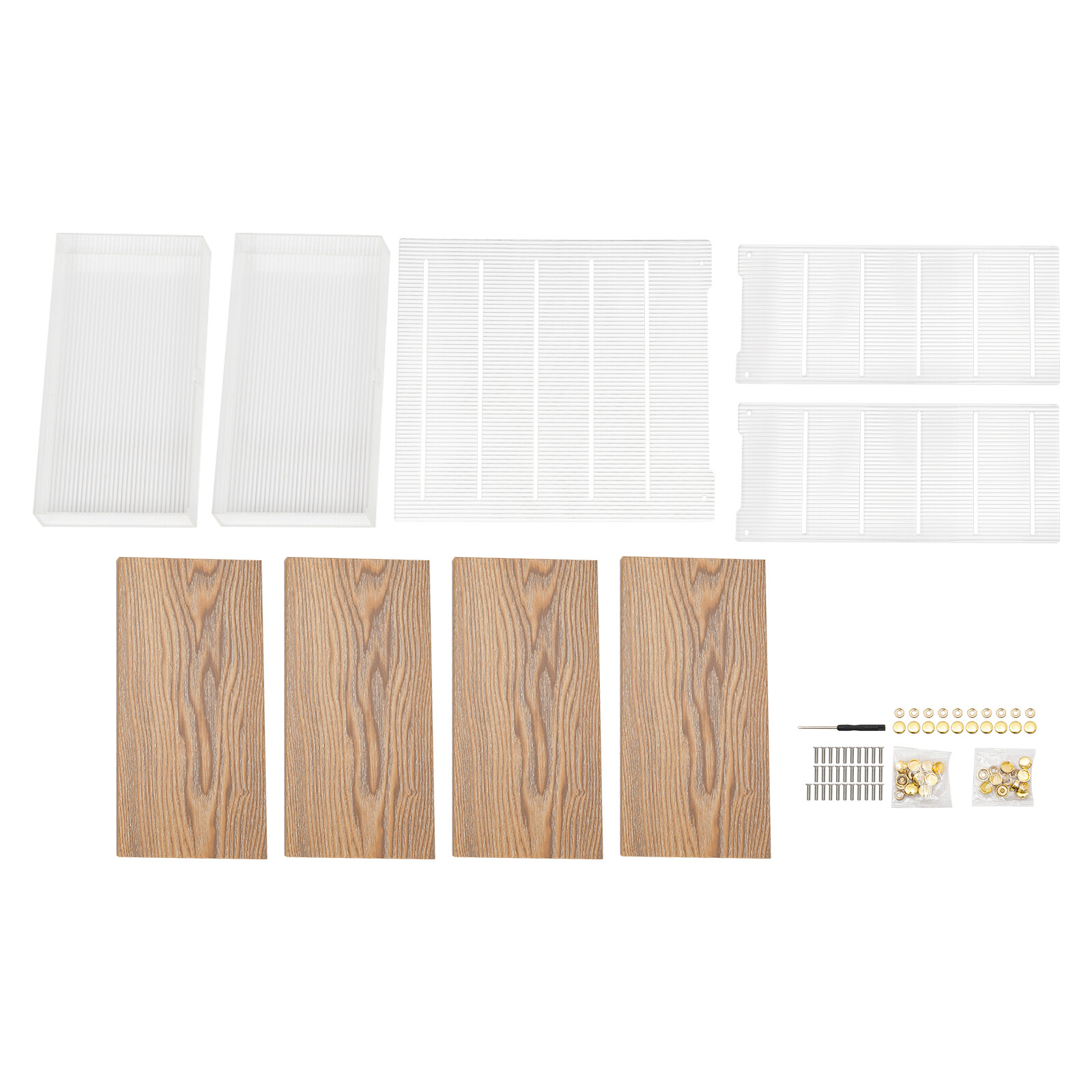4 Tier Wood Desktop Organizer Clear Show Shelf Adjustable Desk Stroage W/ Drawer