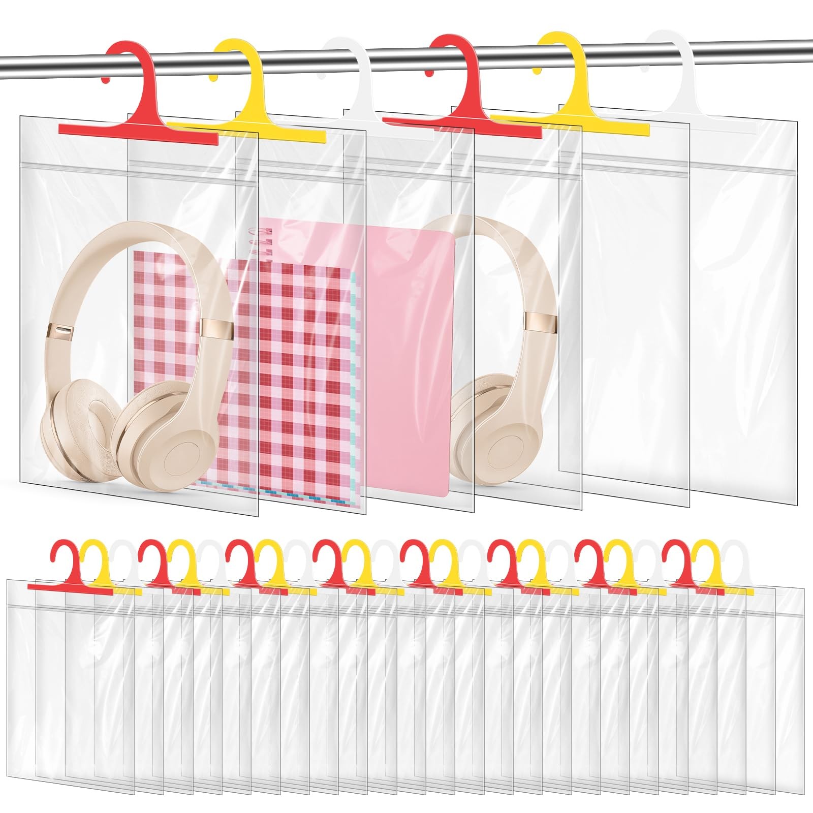 30 Pack Hanging Storage Bags Waterproof Headphone Storage Bag Colorful Large …
