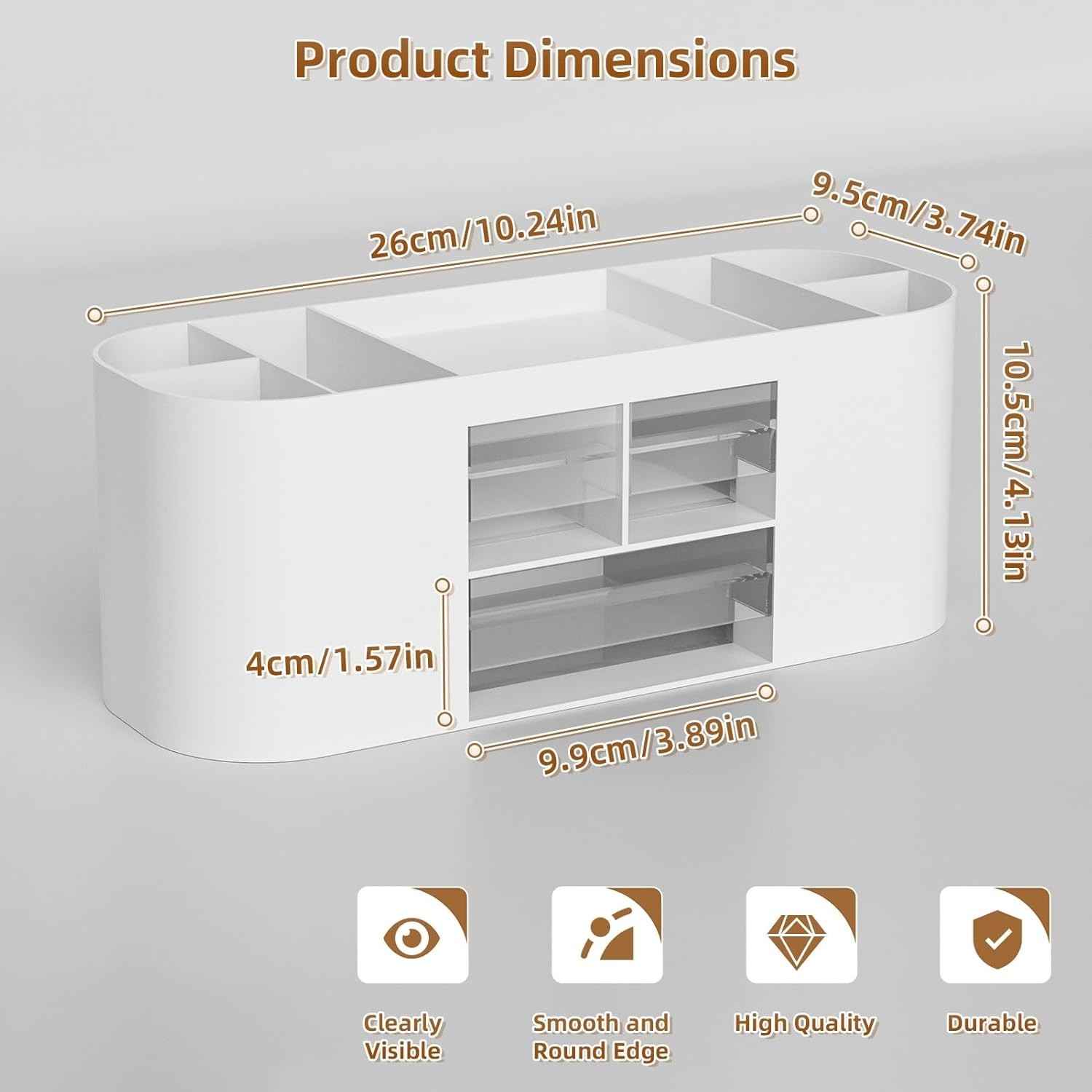 Desk Organizer Pen Holder for Desk with 3 Drawers, Multi-Functional Pencil Holde
