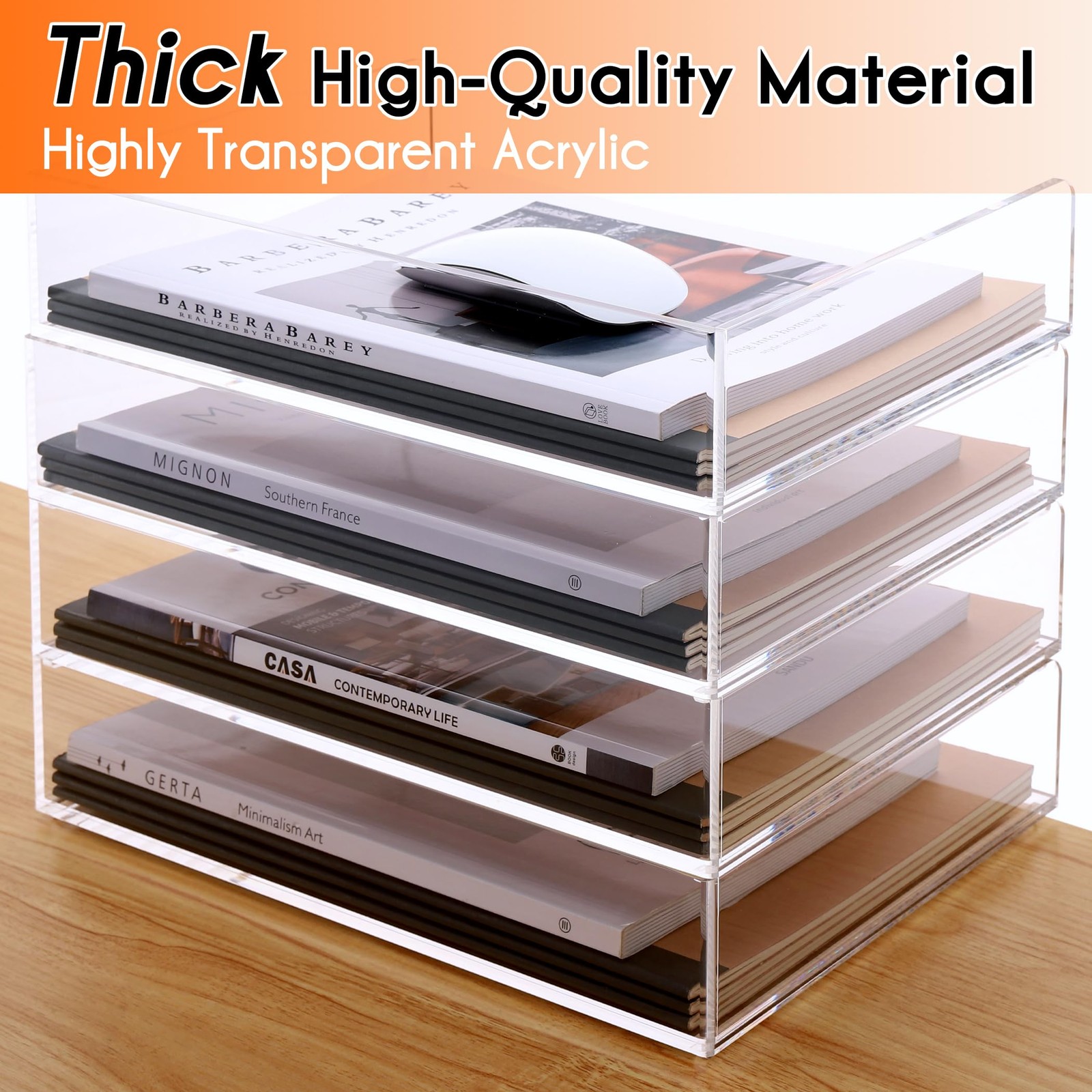 Paper Organizer 2 Tier Stackable A4 Size Acrylic Letter Tray Holder Clear