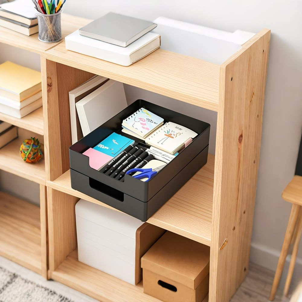 Letter-Size Tray, Desk Drawer Organizer, A4 Plastic Paper Tray, Stackable Plasti