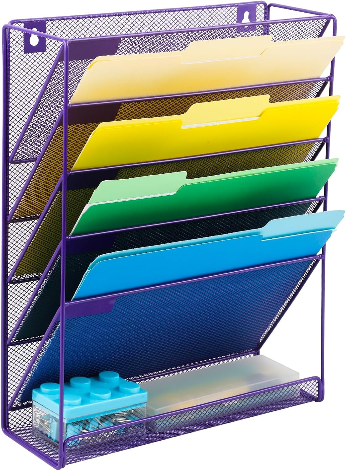 Desk File Organizer Mesh 6-Tier, Hanging Wall Mount Document Organization Stand,
