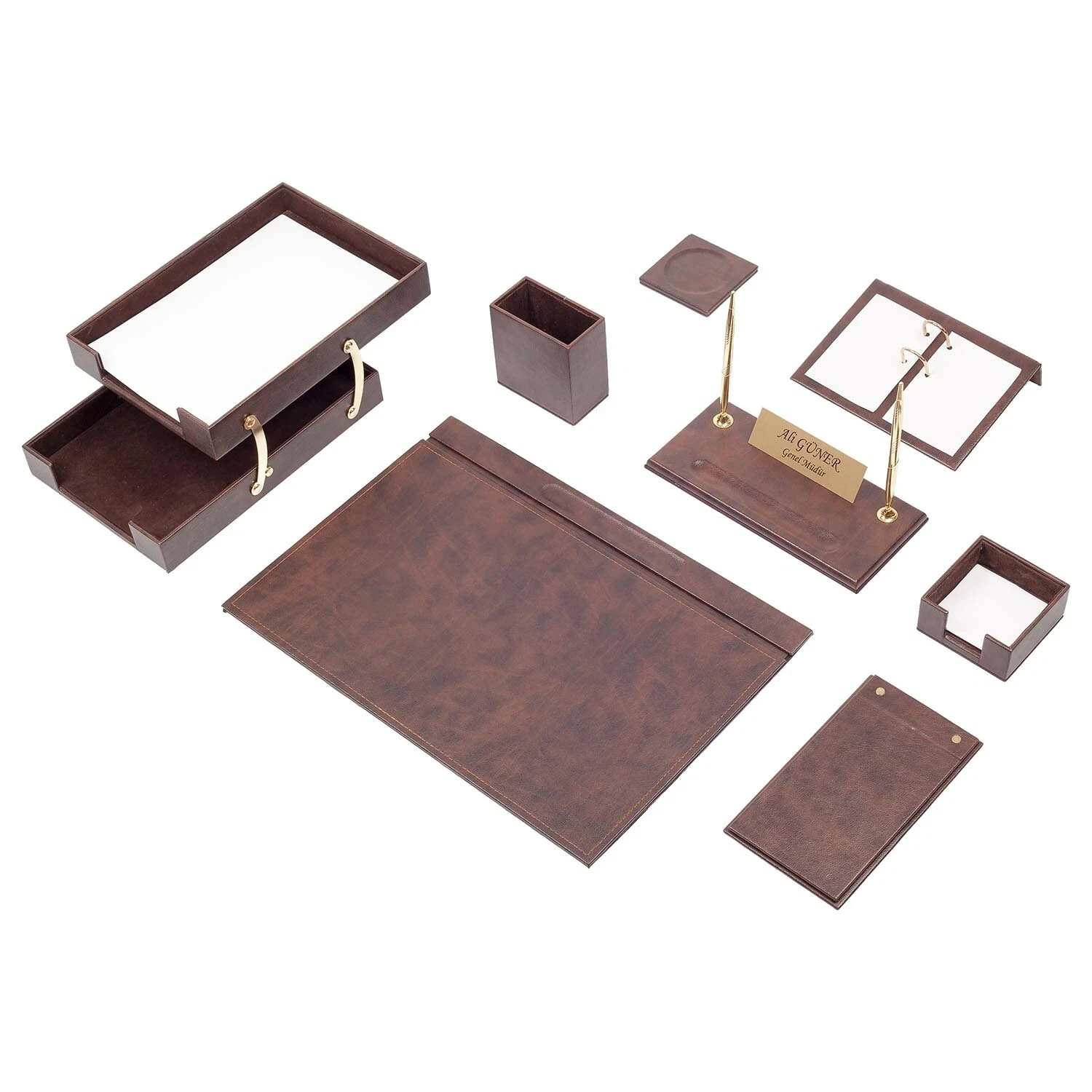 Classic Desk Organizer – 10 PCS Leather Desk Organizer Set – Desk Accessories