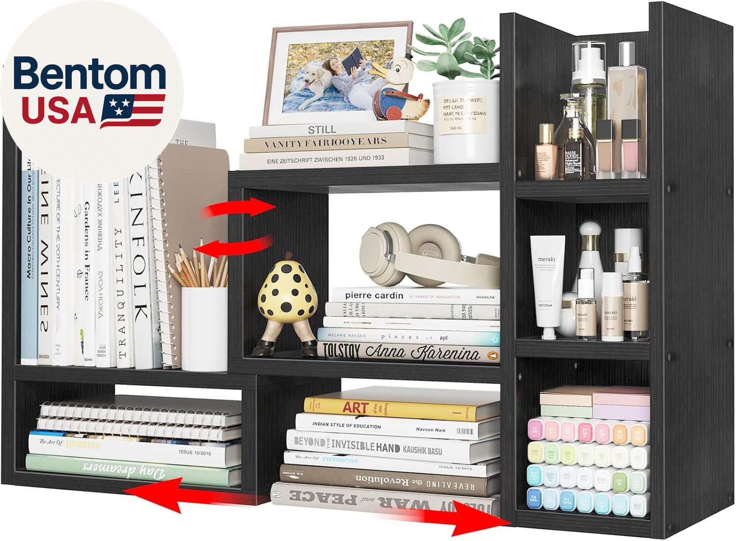 Desk Shelves Desktop Organizer Shlef – Black Office Organization for Top of Desk