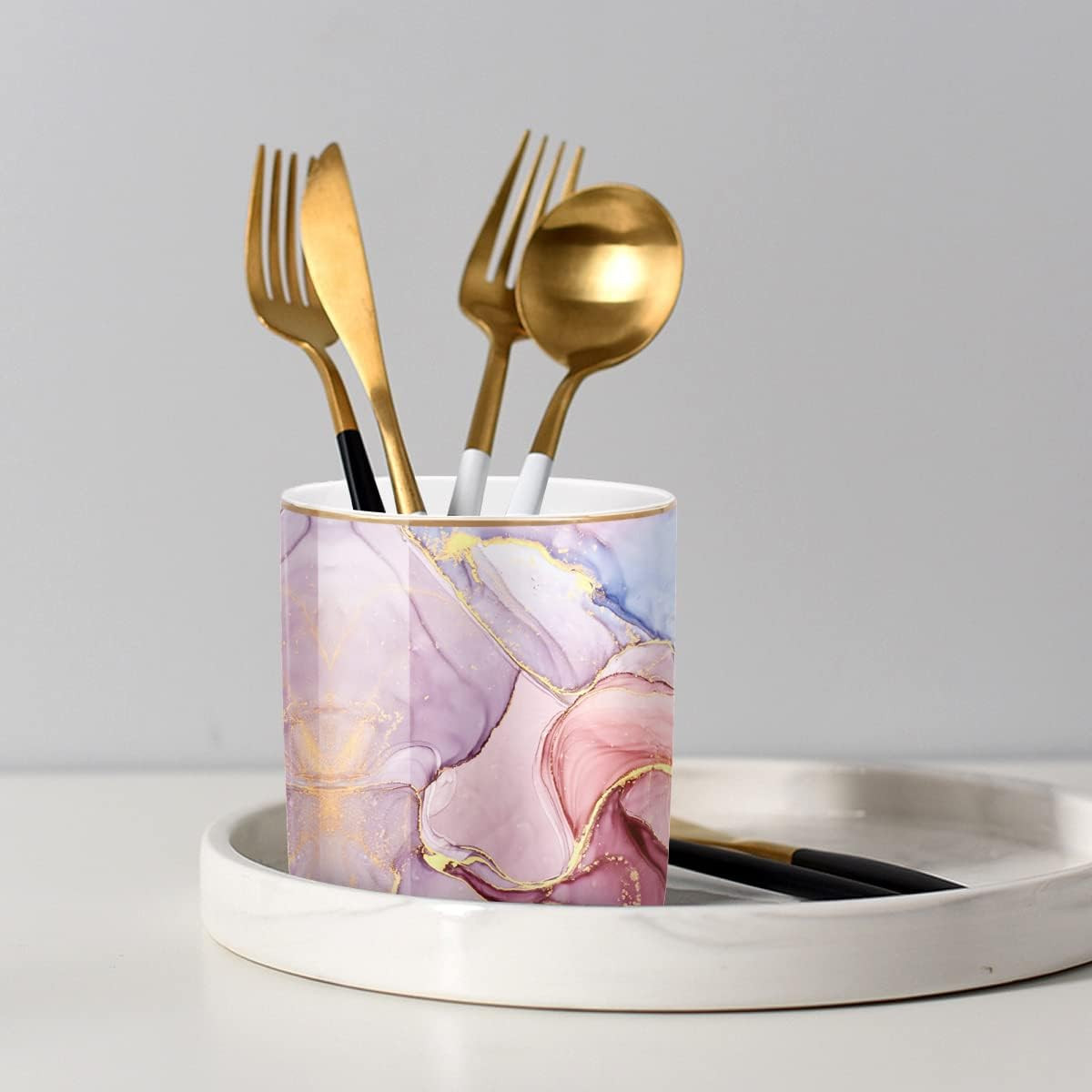Pink Pen Holder for Desk, Premium Ceramic Pencil Holder Pen Cup Marker Holder Ma