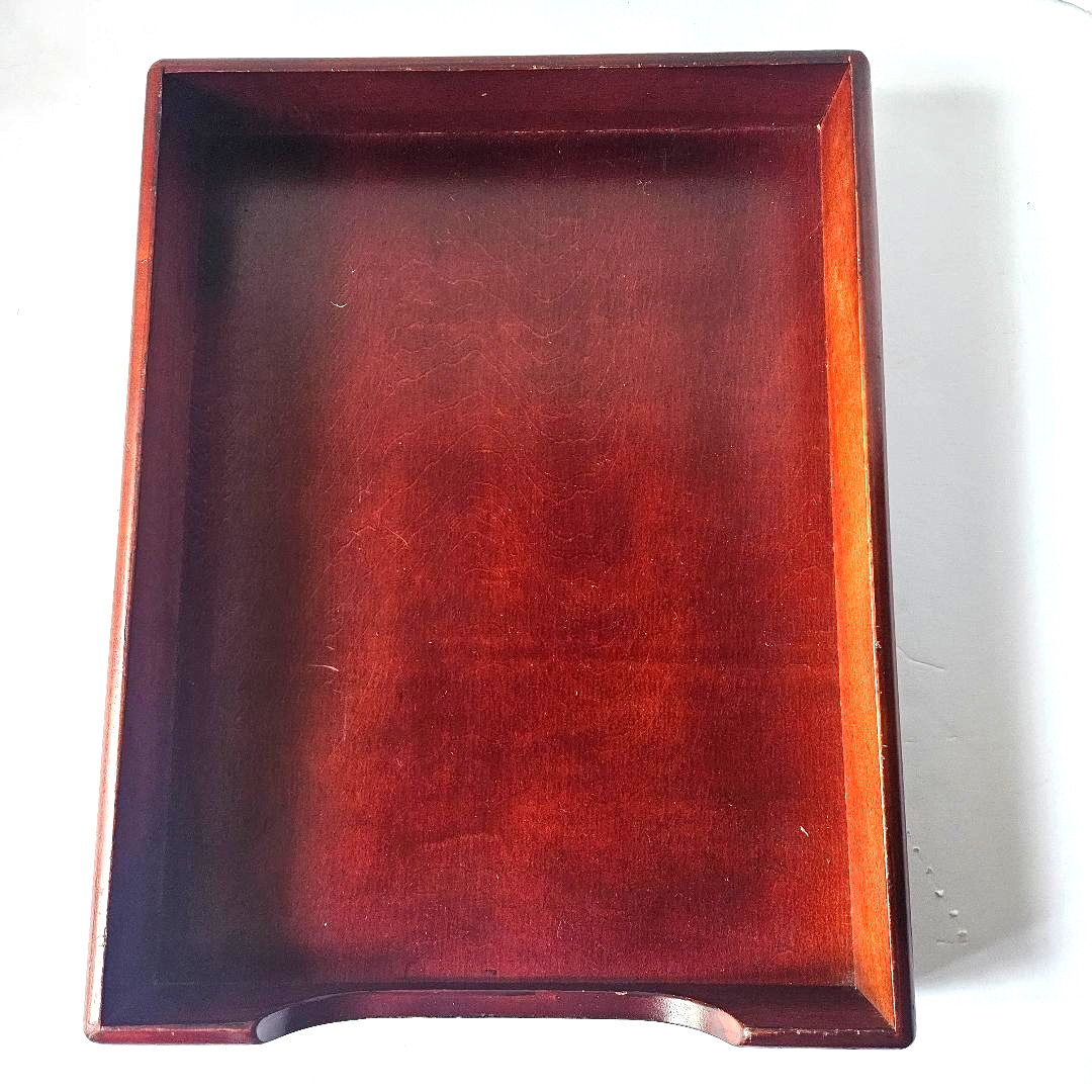 Mahogany Finished ROLODEX Wooden Desk Organizer/Letter Tray, 10.5″ x 13.5” x 2”
