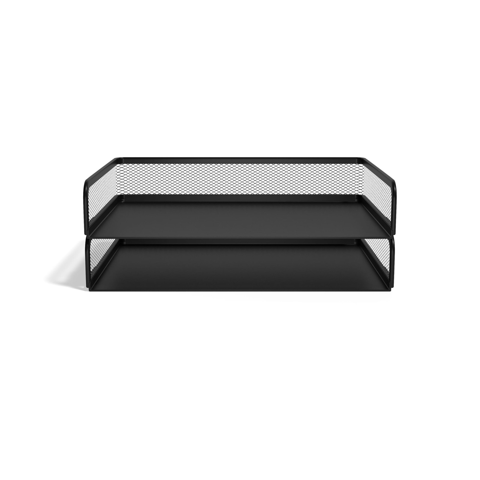 Side‑Load Stackable Metal Letter Tray, Matte Black, 2‑Pack – Desktop Paper Or…