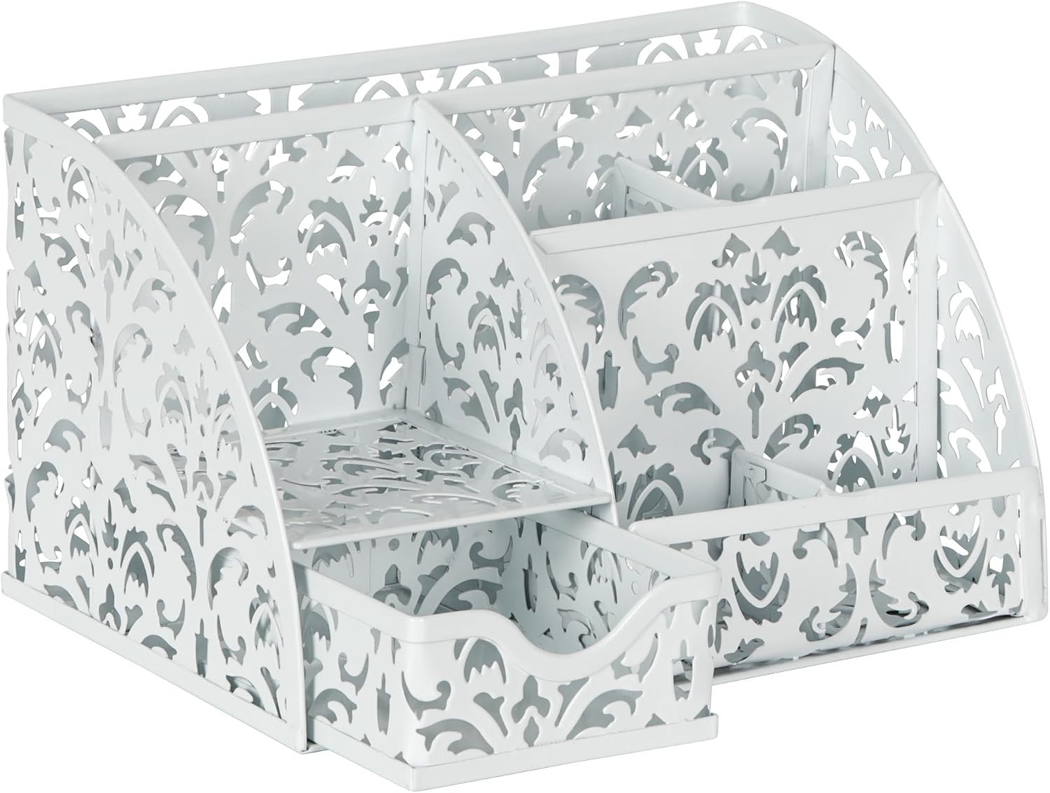 Versatile Desktop Organizer with Sliding Drawer & 6 Compartments for Elegance