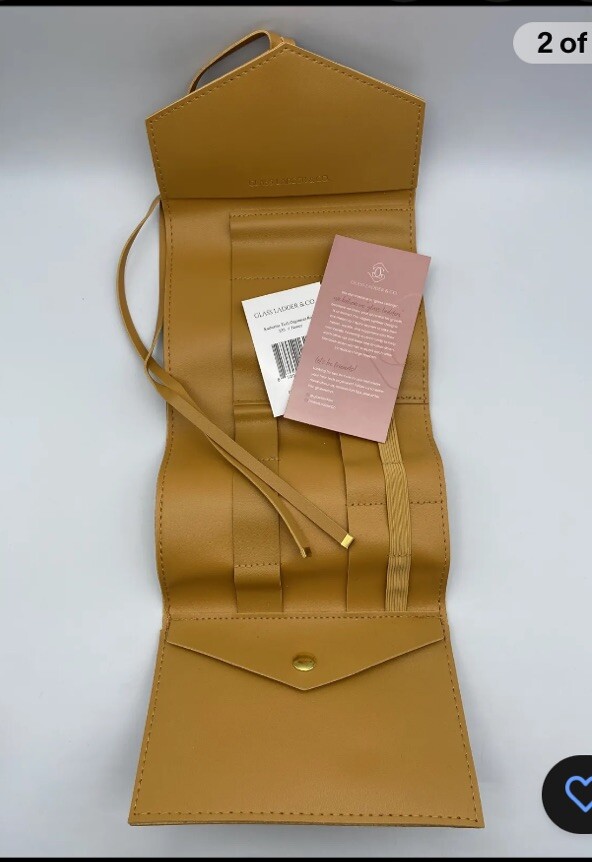 NEW Glass Ladder & Co Vegan Leather Katherine Tech Organizer Roll Honey Wallet