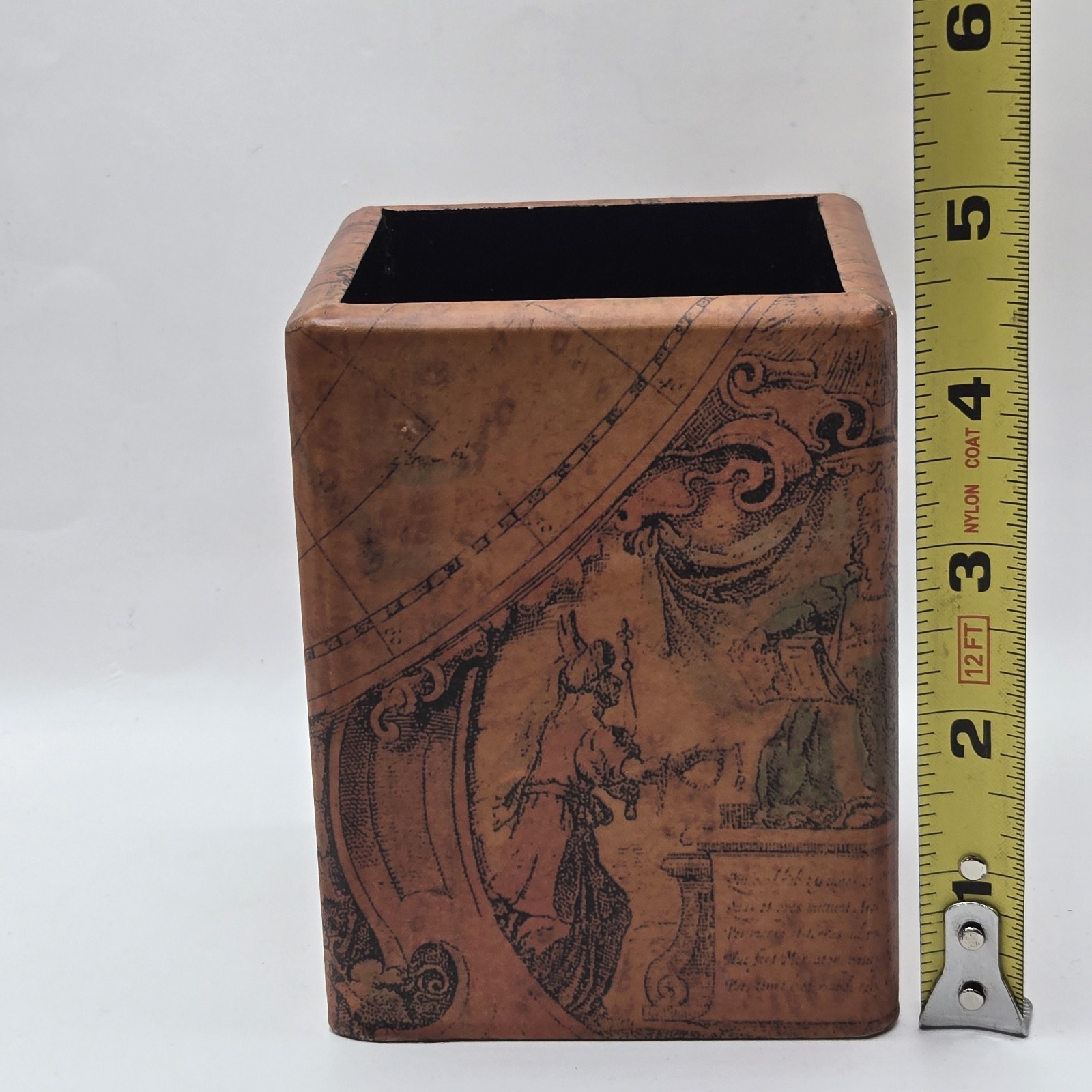 OOAK VTG Handmade Storia Art Inlay Pen & Pencil Holder Desk Office Decor 4.5″H