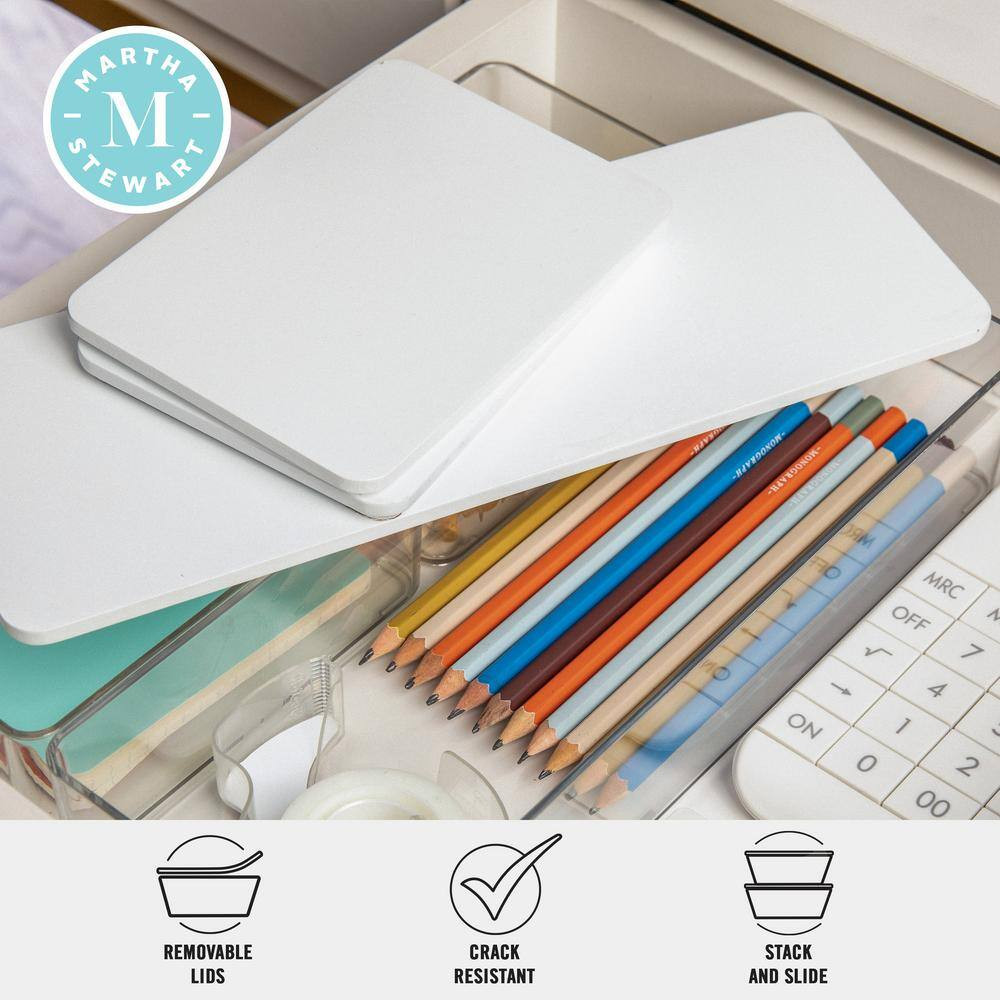 Clear/White Wood Desk Organizer Set of 3 – 2 Small/1 Large
