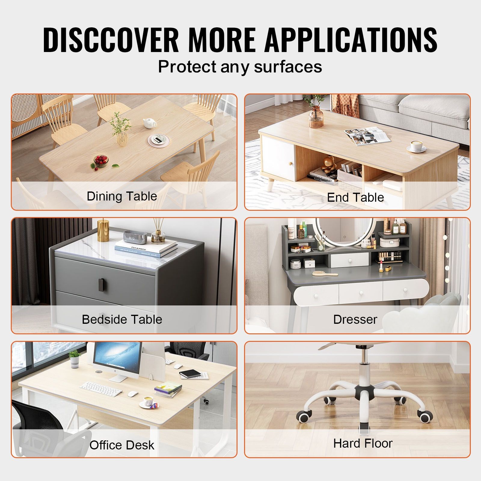Plastic Table Cover, 36 x 48 Inch 1.5 mm Thick Clear Table Protector, Rectangle