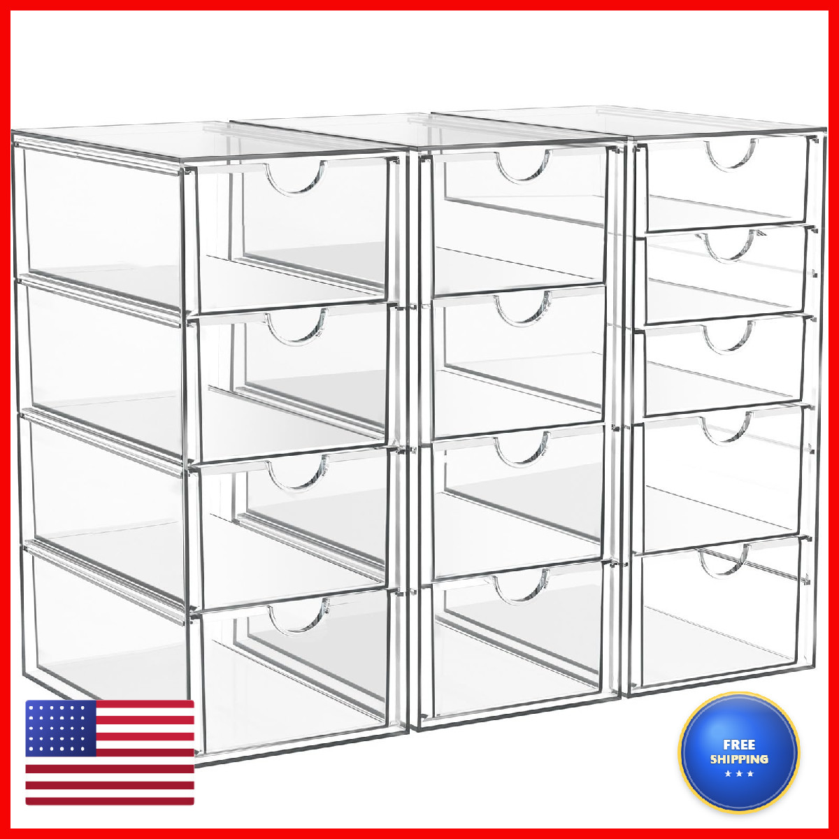 Arstpeoe Acrylic Makeup Organizer 13 Drawers Bathroom Counter Organizer Acrylic