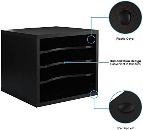 Multi-Functional Wood Paper Organizer – Ergonomic 4-Tier Design for Easy Access