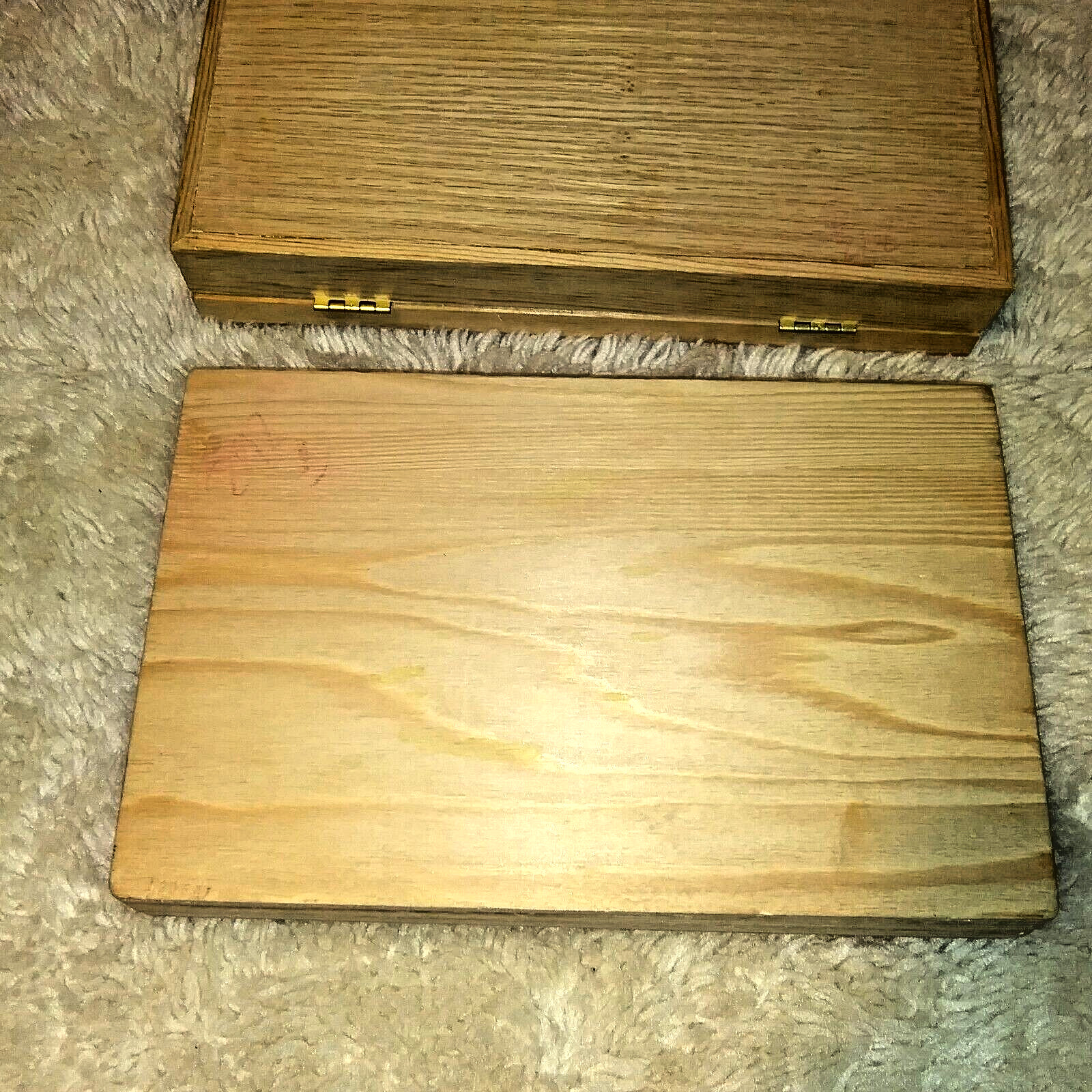 two natural wood hand made Rectangle Storage trinket Box