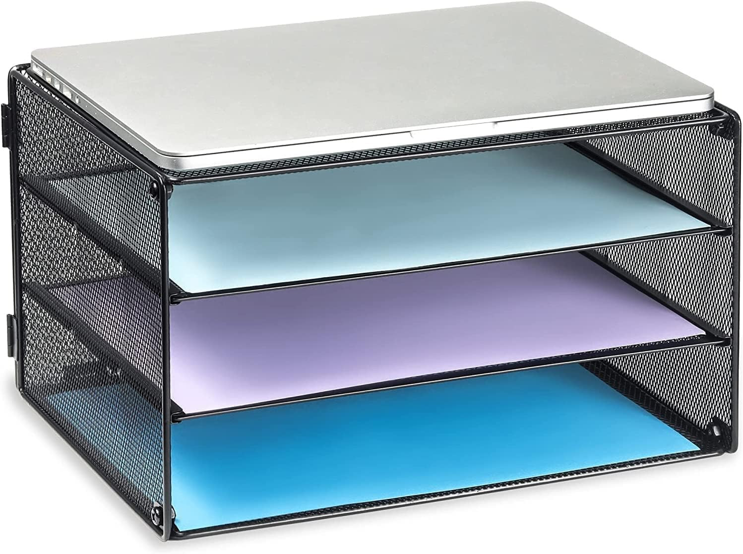 3 Tier Letter Tray Paper Organizer for Desk, Mesh Metal Desk File Organizer with