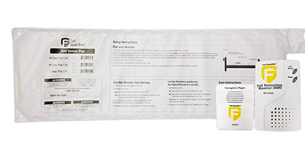 Fall Protection Monitor 3000 with 1 Year Bed Pad and Pager, White