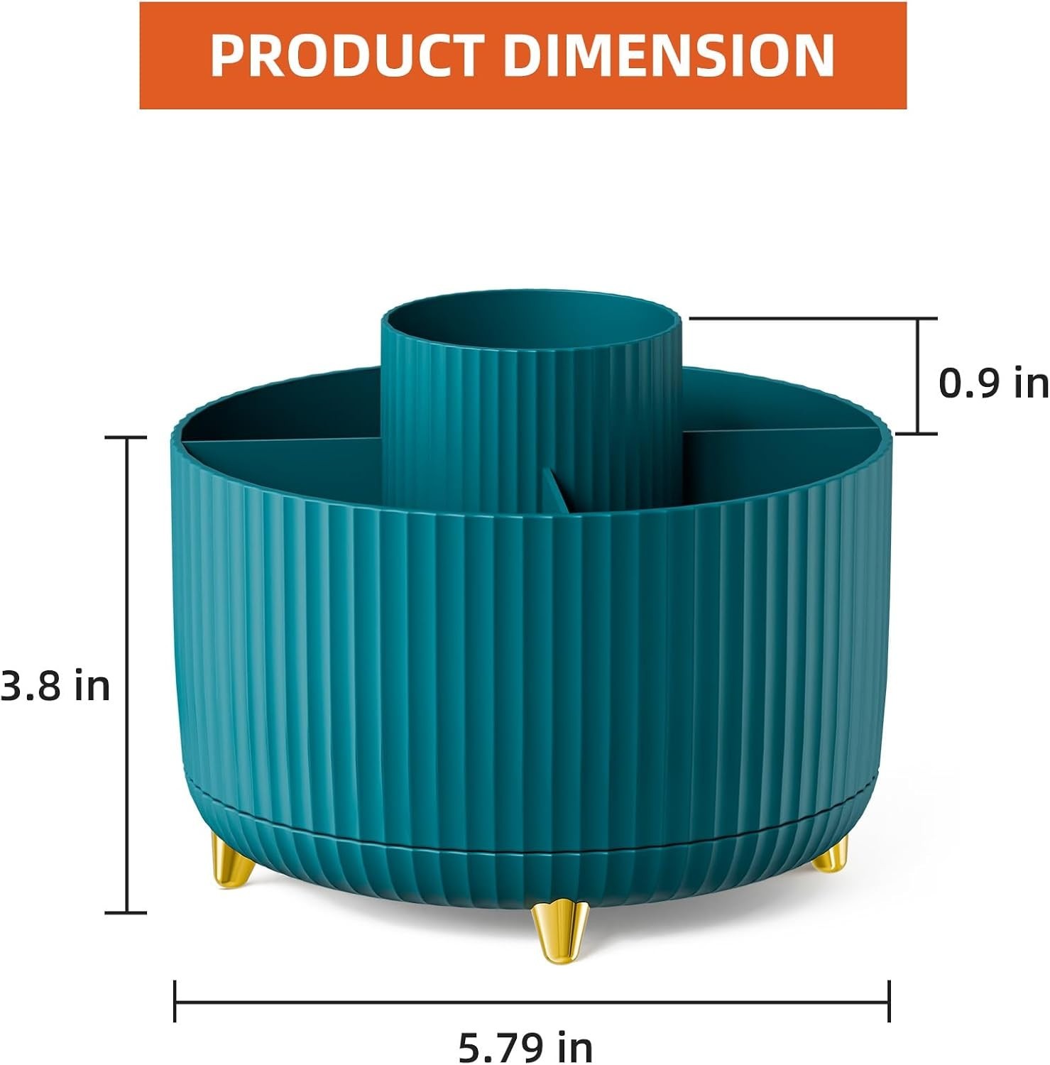 Versatile Green Desk Organizer with Smooth 360 Rotation – 5 Compartment Caddy
