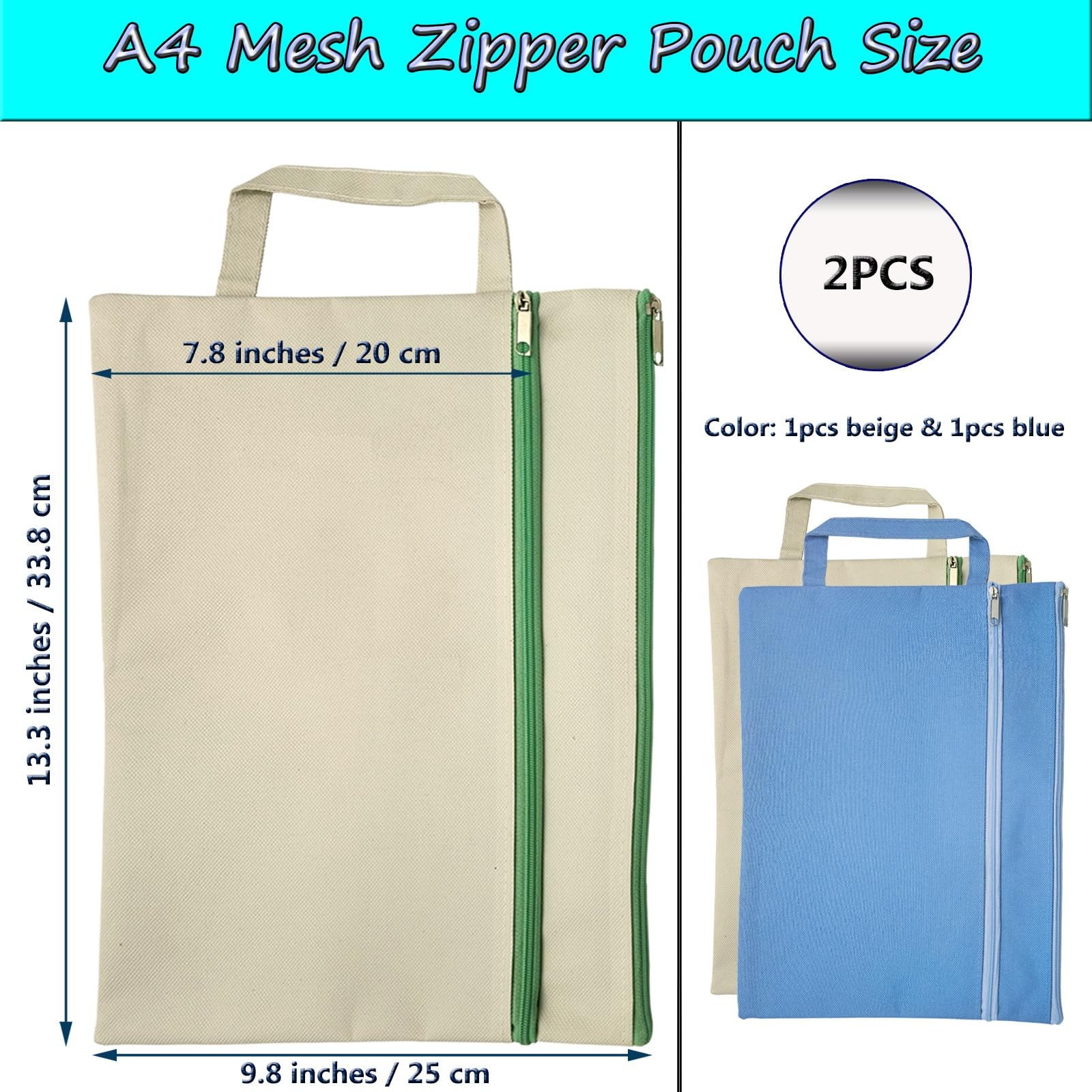 A4 Mesh Zipper Pouch, Waterproof File Bag with Handle,Foldable Document Organ…