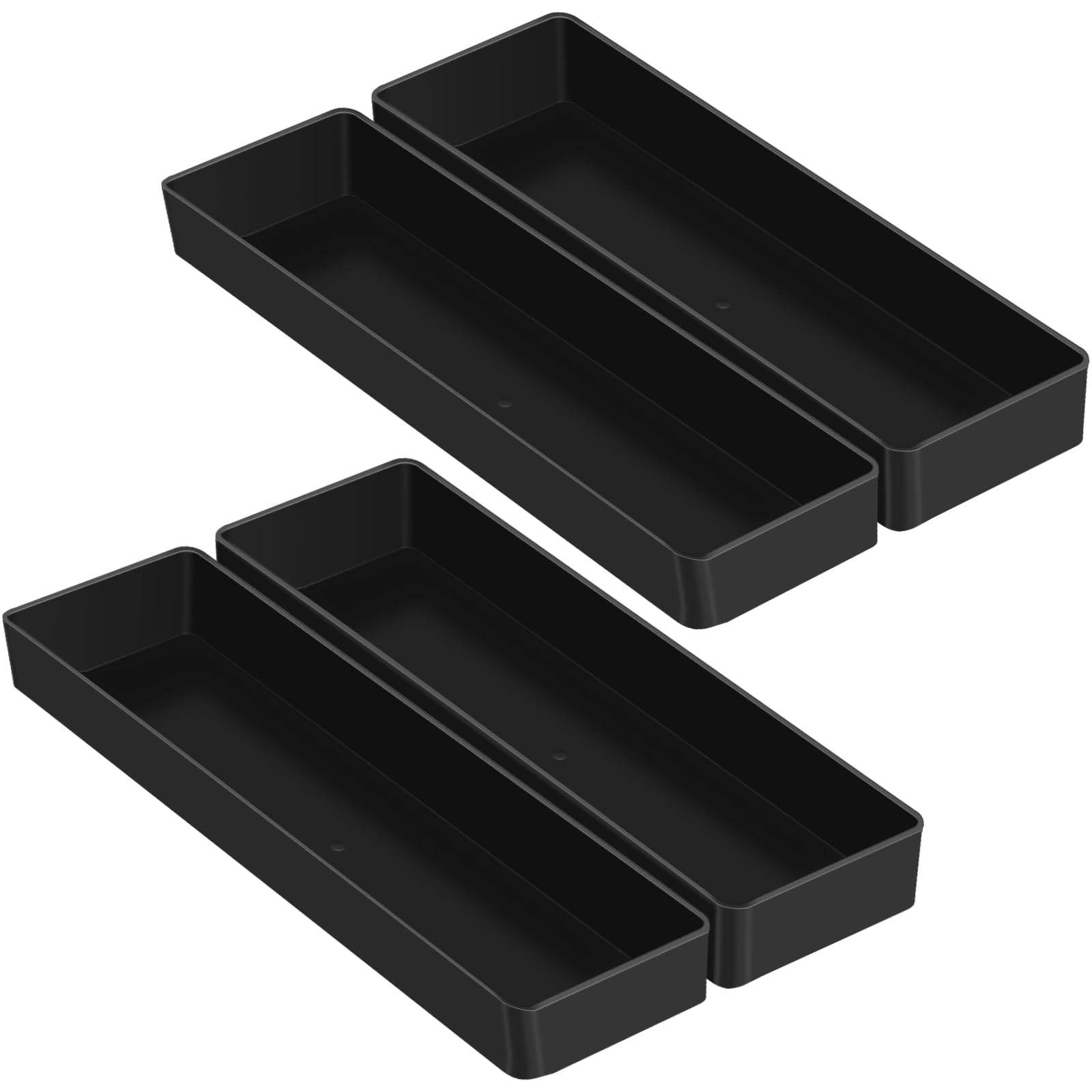 Teling 4 Pcs Black Large Rectangular Desk Organizer Set, Half Accessory black