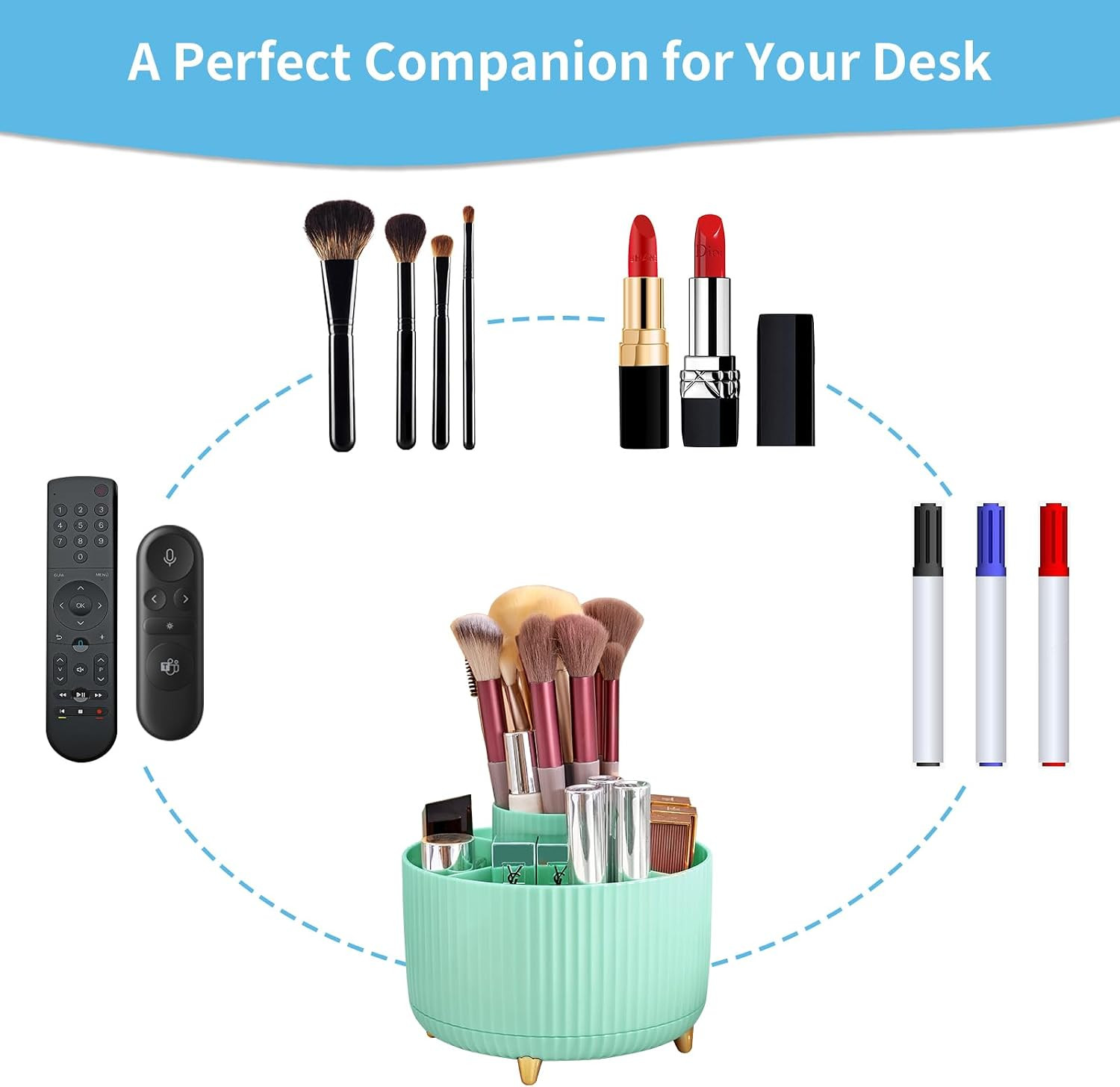 Marbrasse Desk Organizer, 360-Degree Rotating Pen Holder, Desk Organizers and Ac