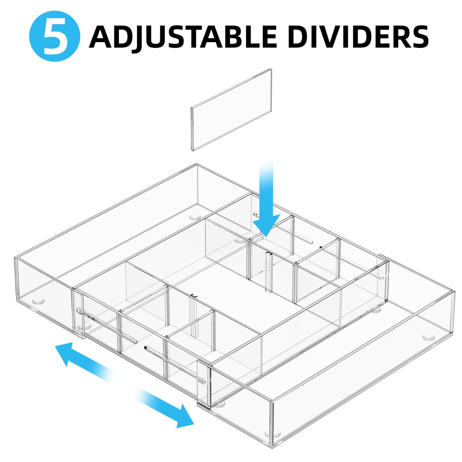 Acrylic Expandable Drawer Organizer, Clear Desk Drawer Organizer Tray with 5 …