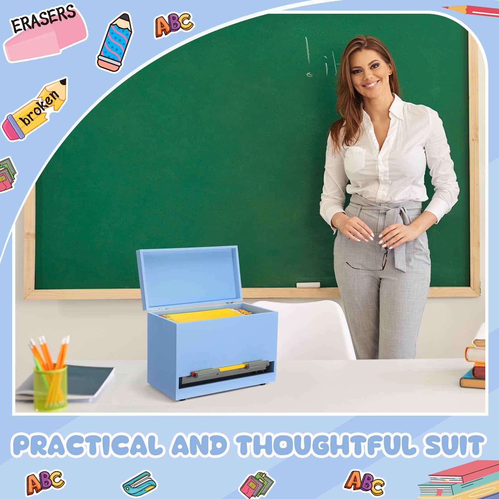1 Pc Wooden Pencil Dispenser for Classroom Pastel Wood Pencils Holder for up …