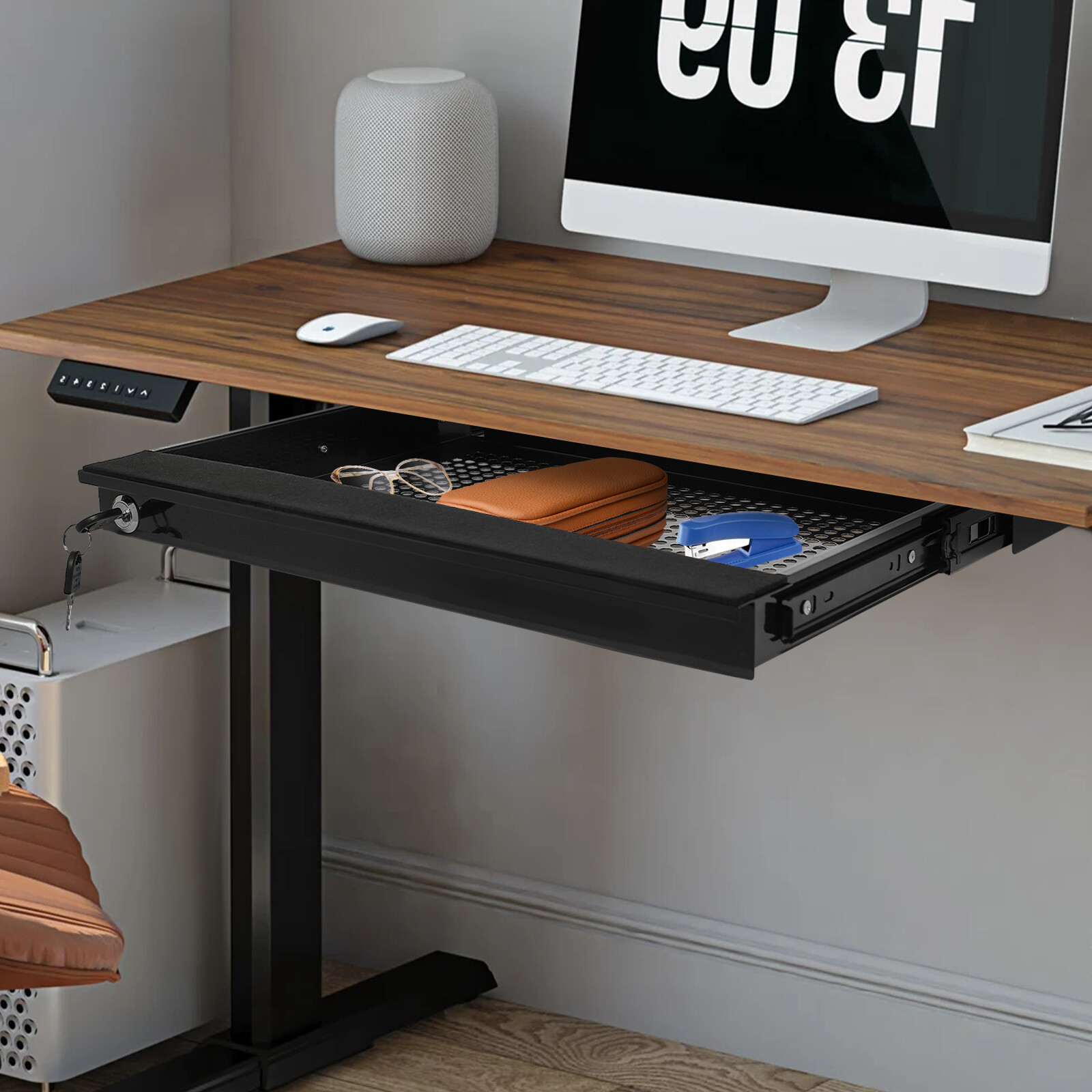 Black Under-Desk Drawer Storage Organizer for Standing Desks Pull-out Drawer