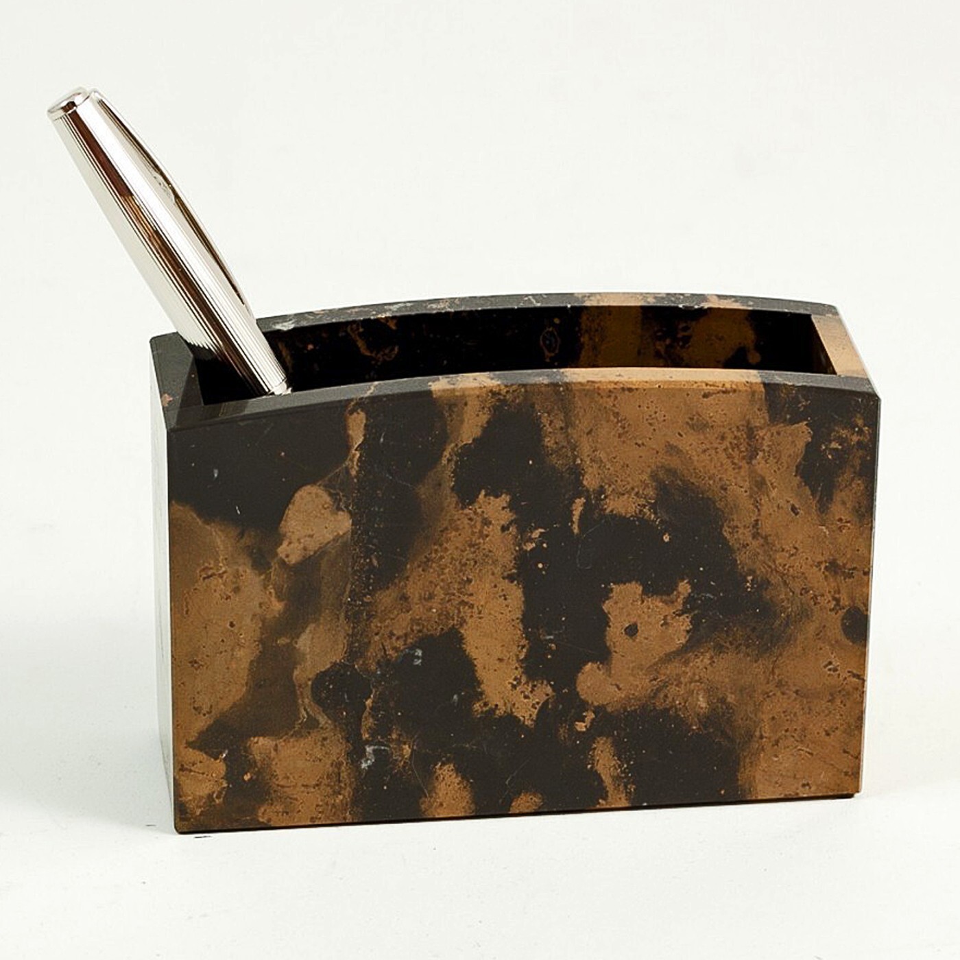 Tiger Eye Marble Pen Holder – Marble Pencil Cup Executive Desk Organizer Decor