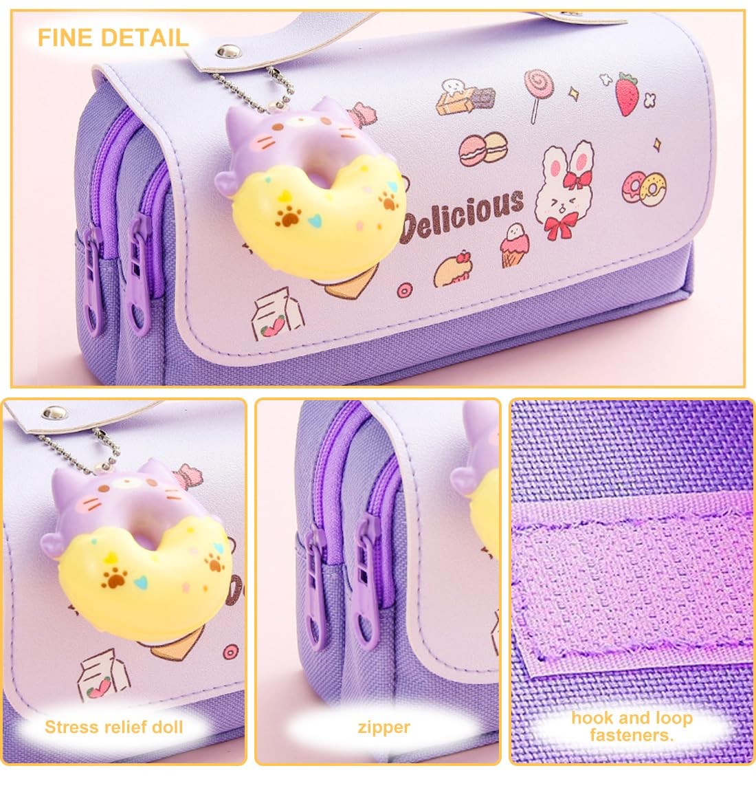 Pencil Case for Girls, Kids Large Capacity Cute Pencil Box with Compartments …