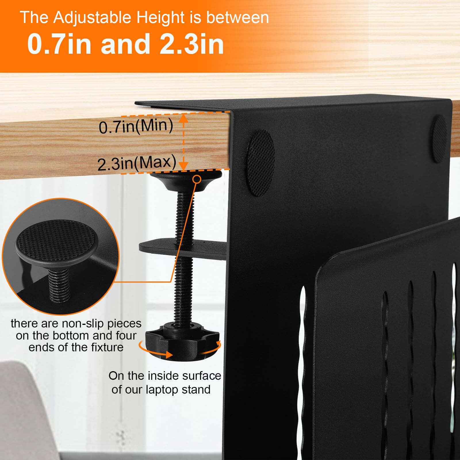 Desk Side Storage Under Desk Laptop Holder With Cable Management Tray 2 In 1 Ste