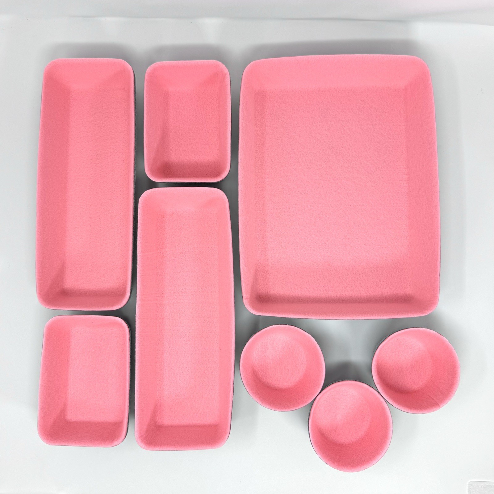 8 Piece Felt Desk Organizer Drawer Bins Set – Pink/Grey