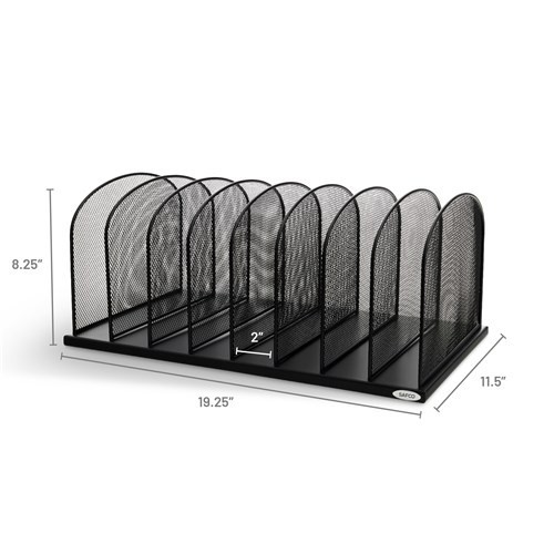 Safco Onyx Mesh Office/Desk Organizer, 8 Upright Sections, #3253 BL