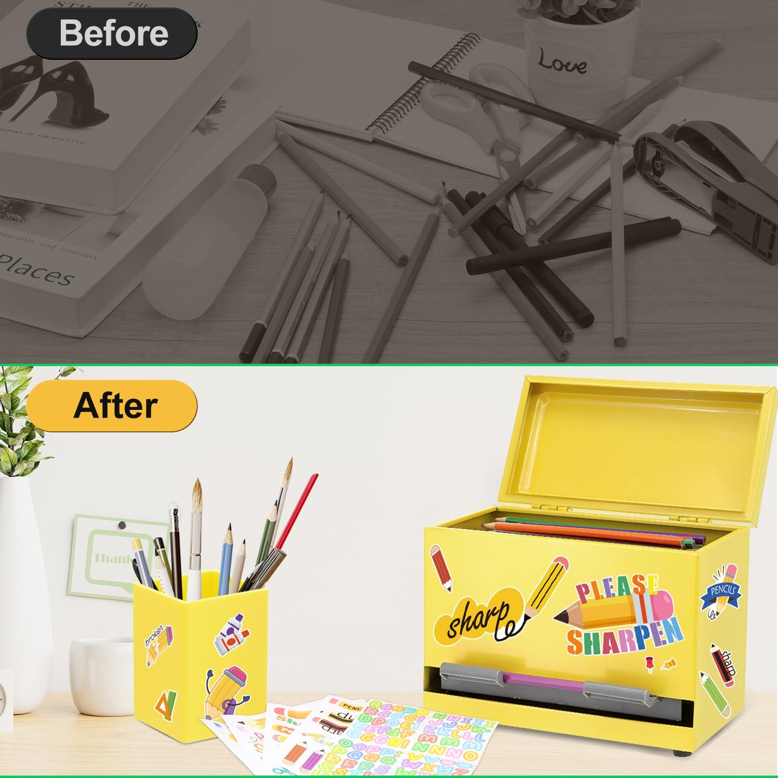 Pencil Dispenser for Classroom Stainless Steel Pencil Holder for Desk, Pencil…